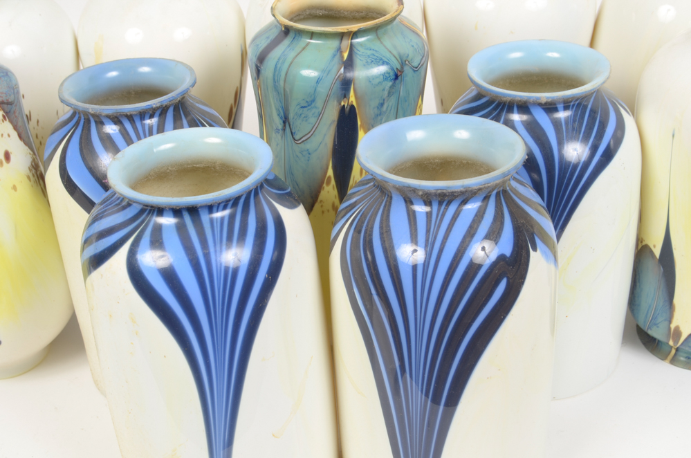 Eight Scroll-Arm Wall Sconces with Ceramic Shades