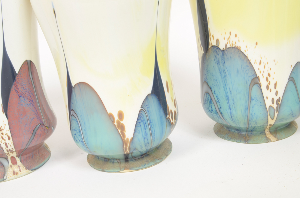 Eight Scroll-Arm Wall Sconces with Ceramic Shades