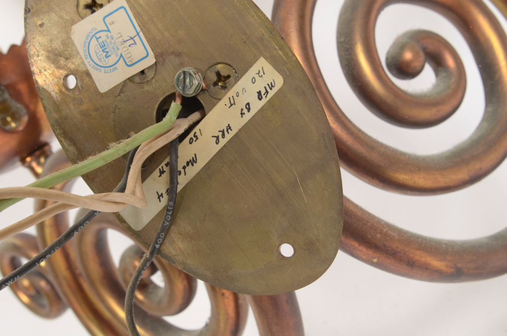 Eight Scroll-Arm Wall Sconces with Ceramic Shades