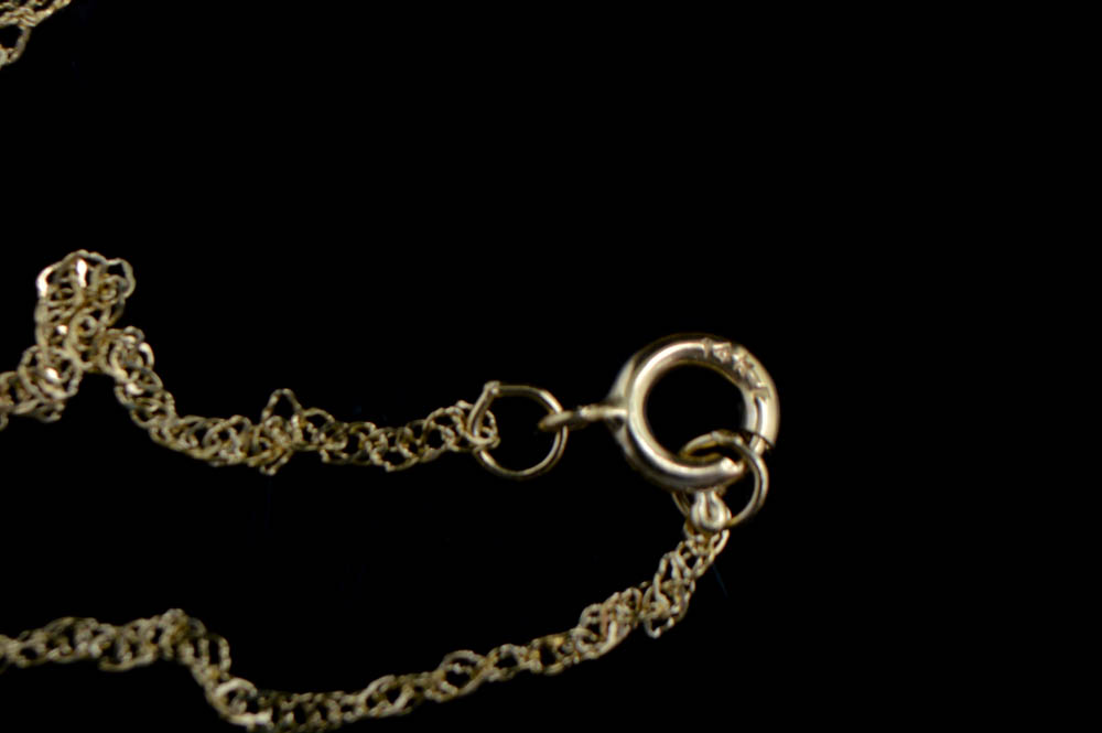 14K Yellow Gold Trumpet Pendant with Chain