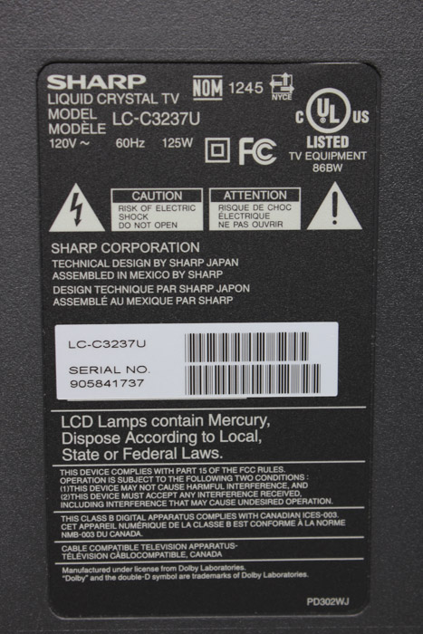 31" Sanyo Aquos Television