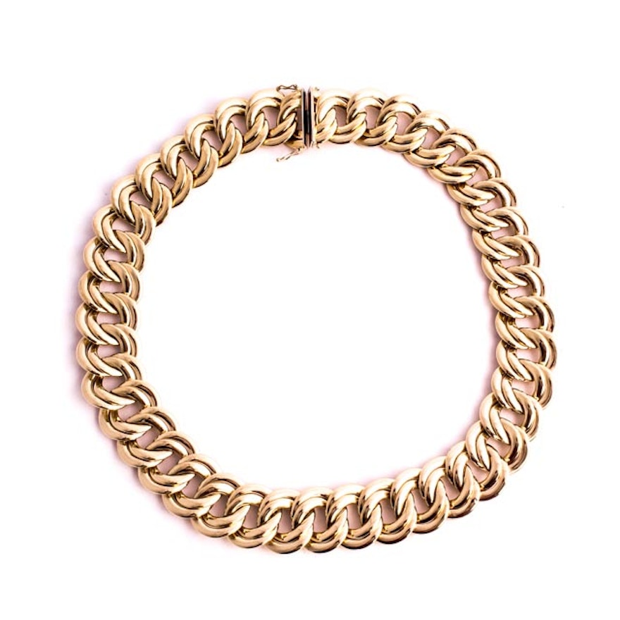 Wide 14K Gold Women's Chain Link Choker