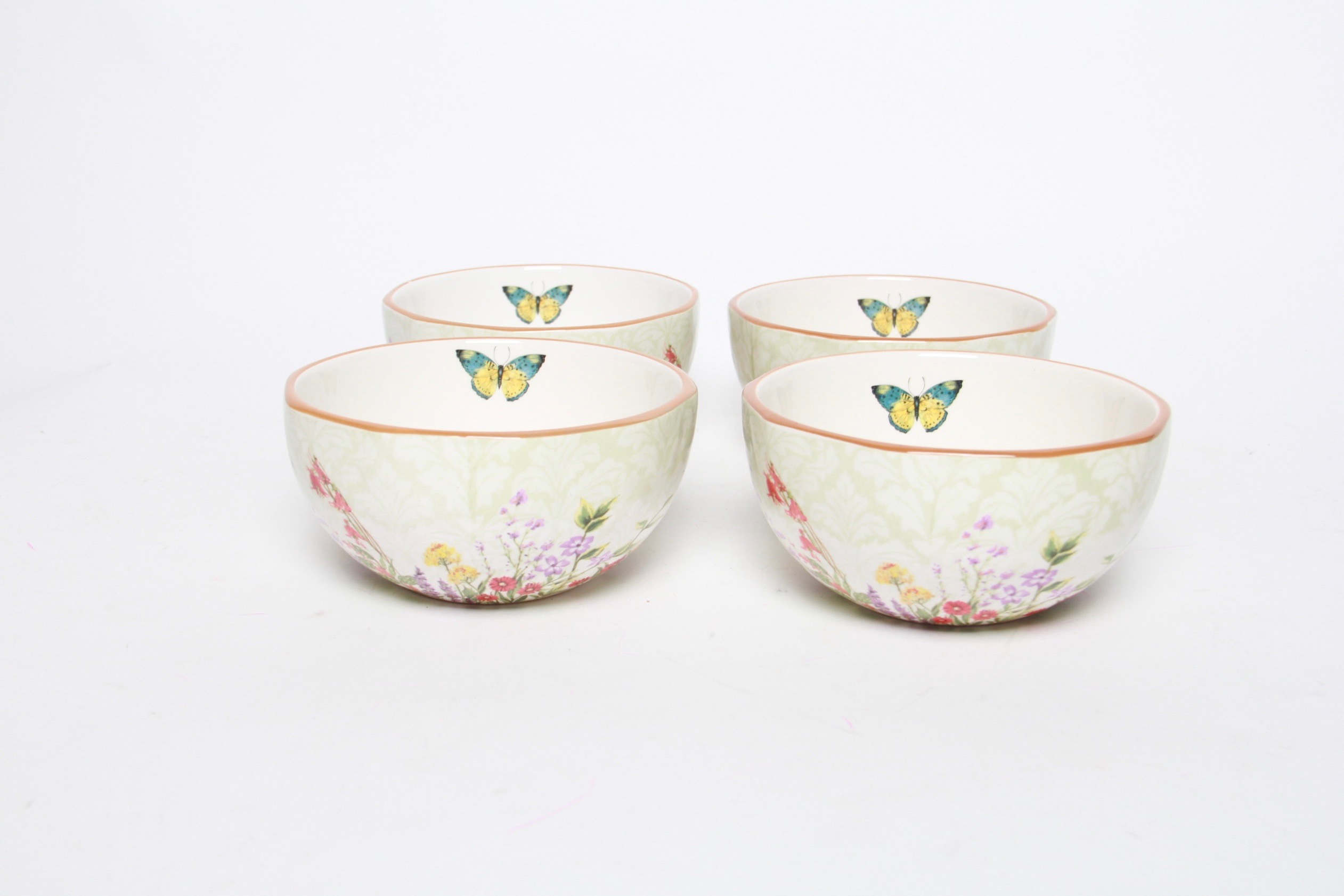 Ceramic Bowls and Plates Featuring Essex Collection "Oriole's Nest/Cherry Tree" Pattern