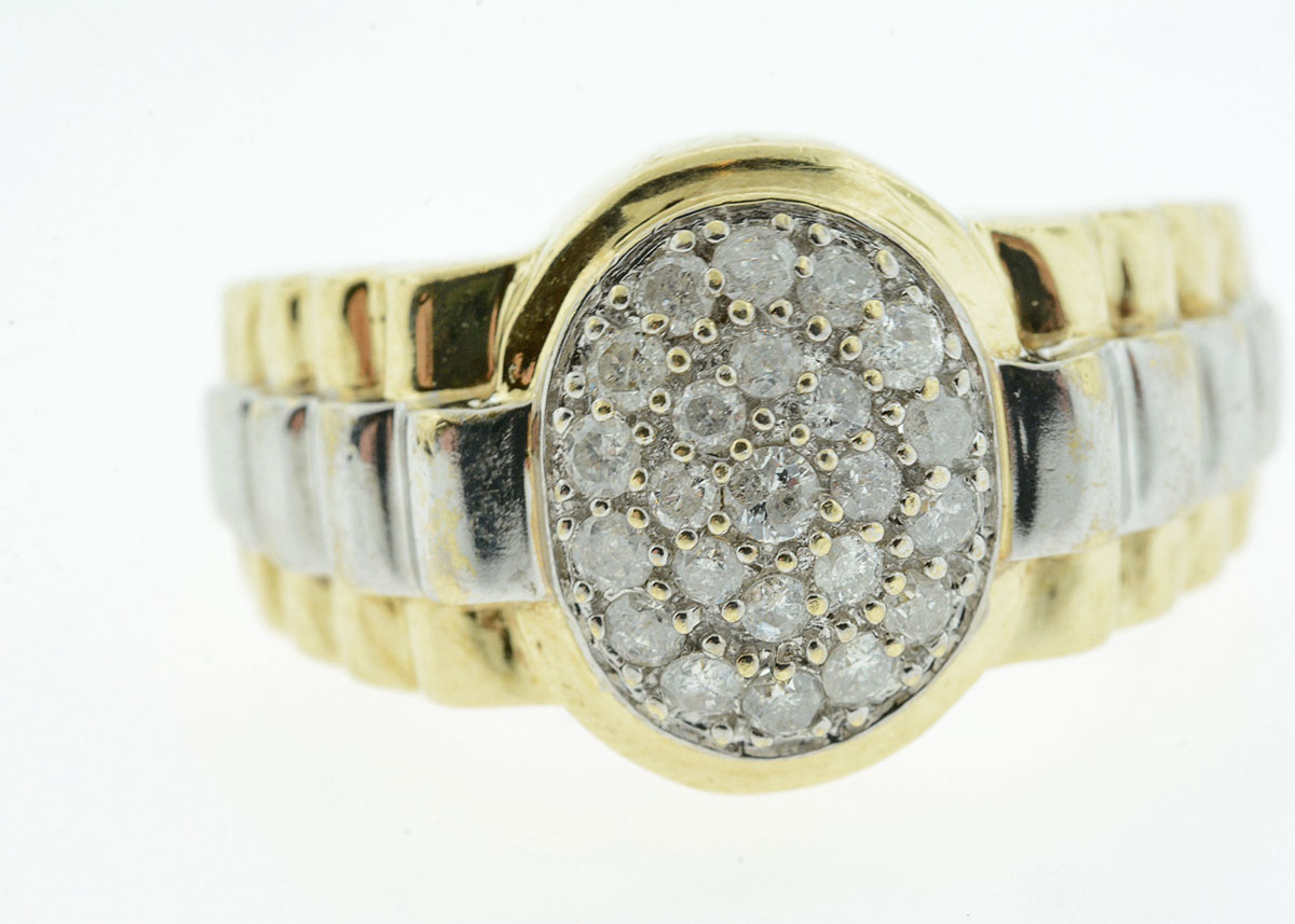Men's Gold and Diamond Rolex Style Ring