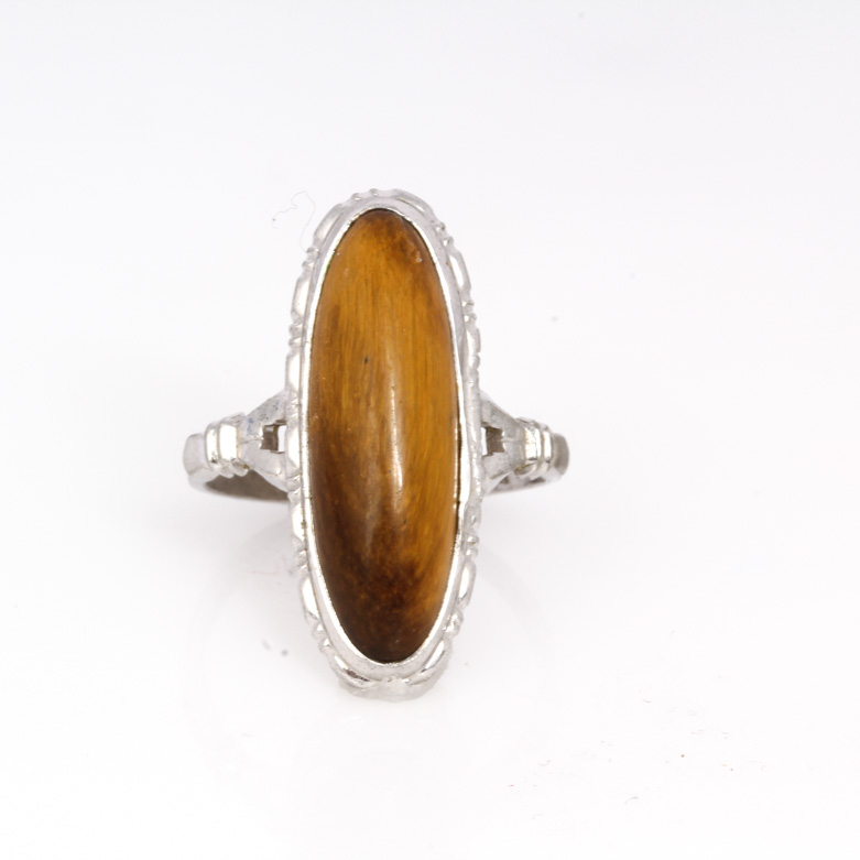 Pair of Tiger's Eye Sterling Silver Rings