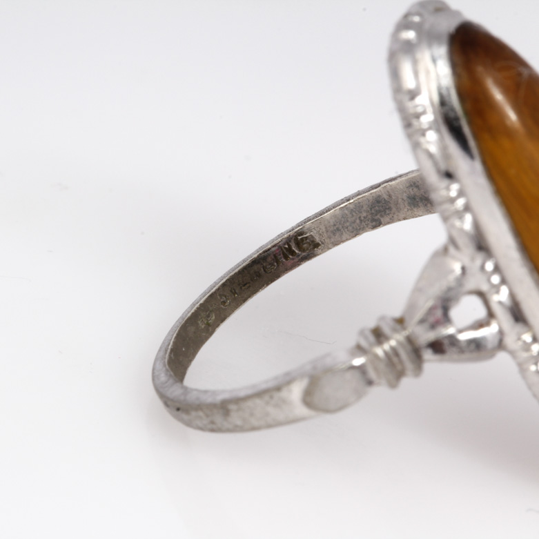 Pair of Tiger's Eye Sterling Silver Rings