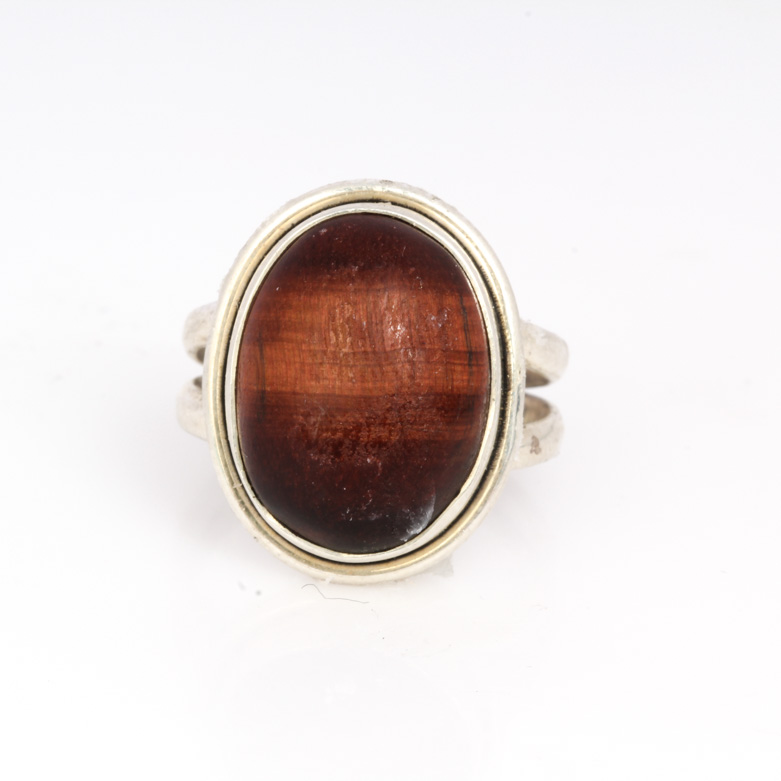 Pair of Tiger's Eye Sterling Silver Rings