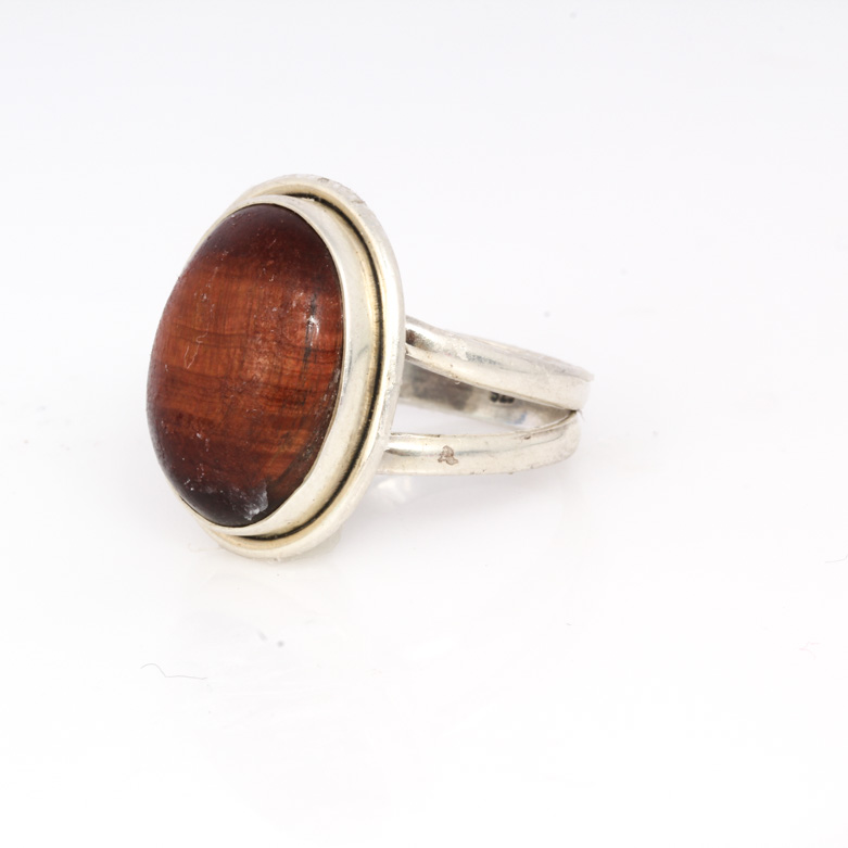 Pair of Tiger's Eye Sterling Silver Rings