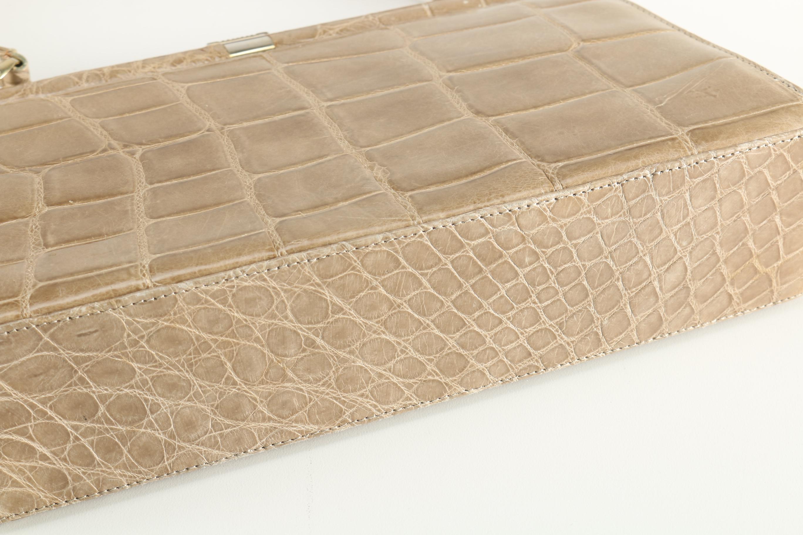 Vintage French Berma Beige Crocodile Handbag