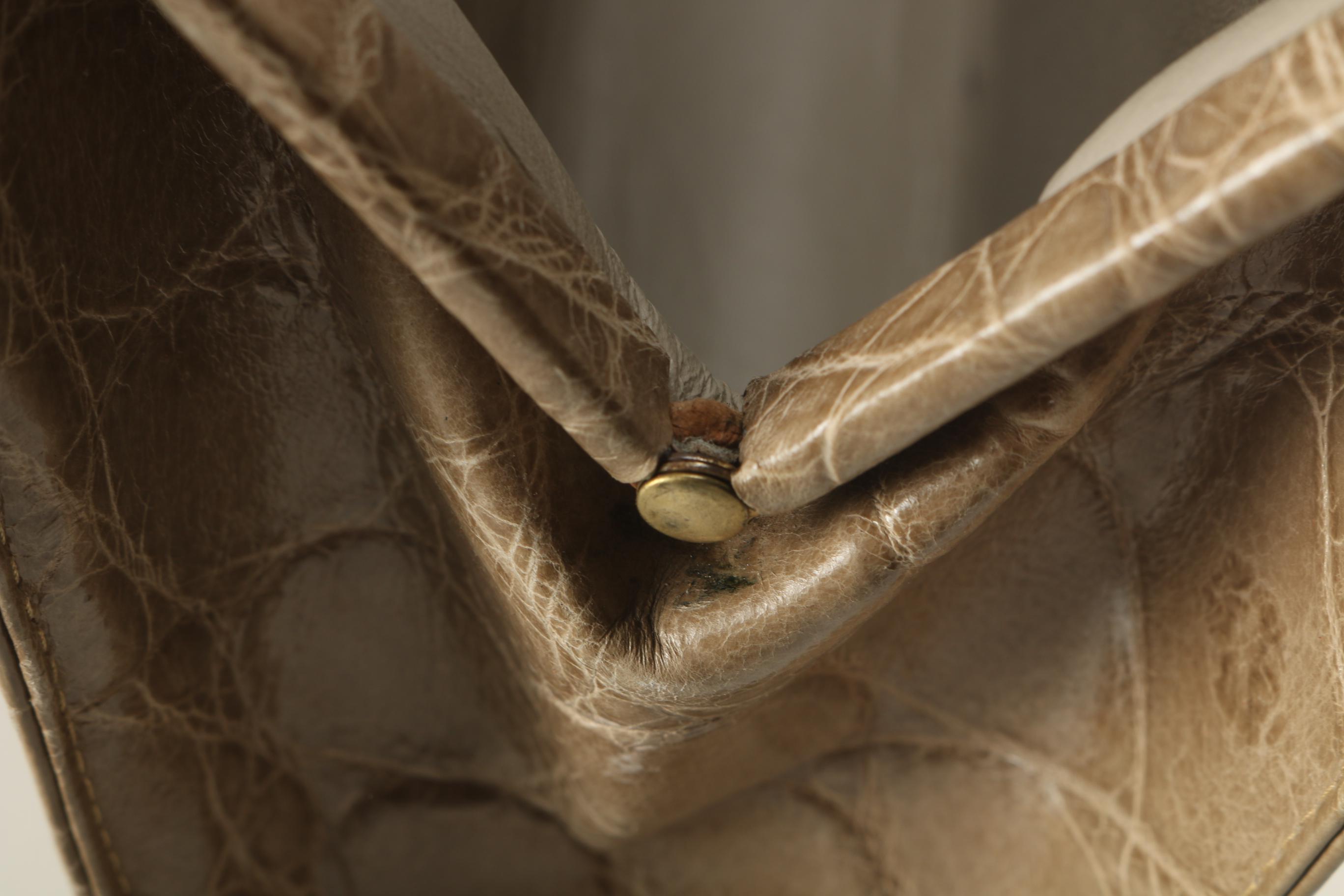 Vintage French Berma Beige Crocodile Handbag