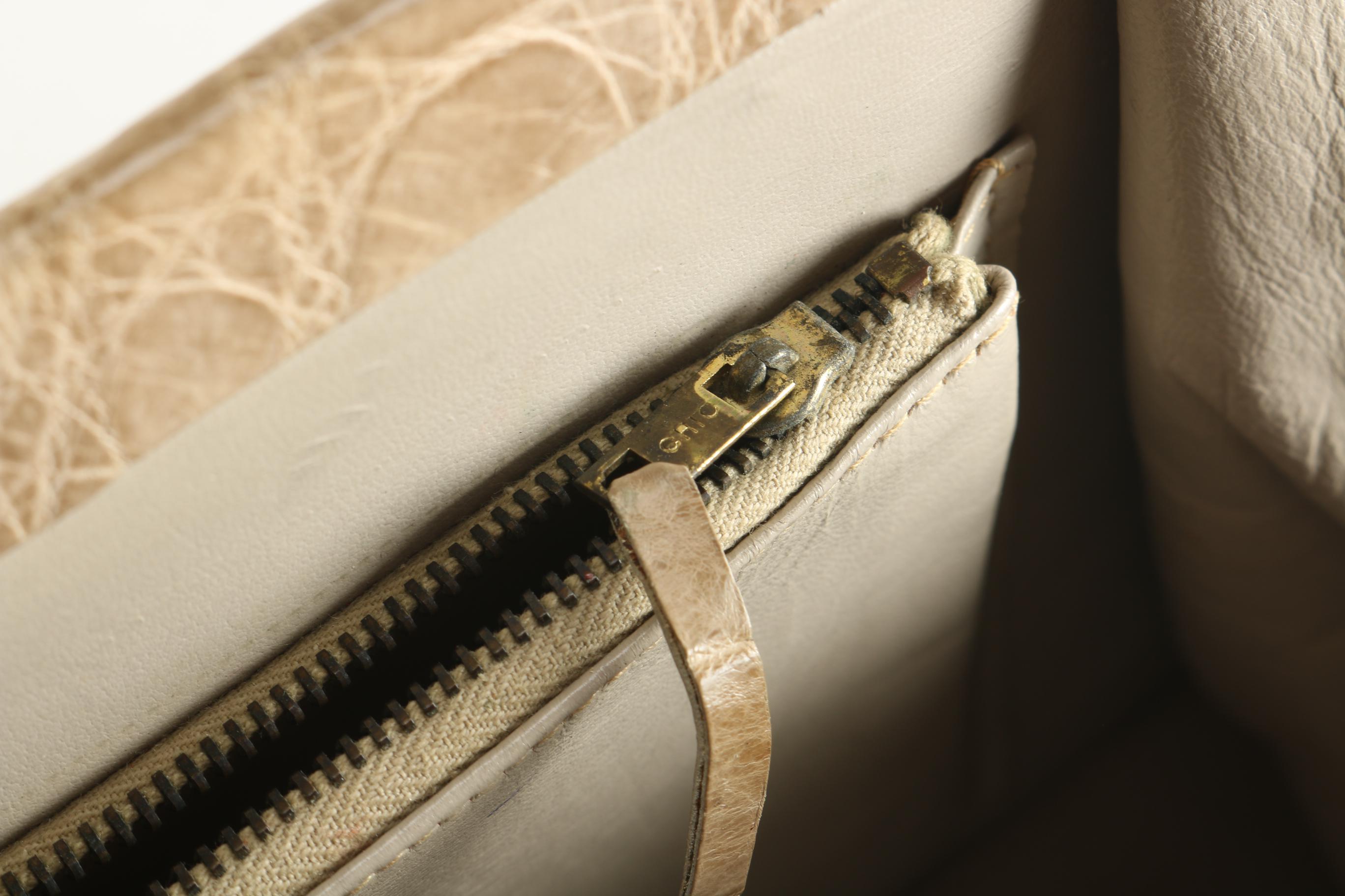 Vintage French Berma Beige Crocodile Handbag