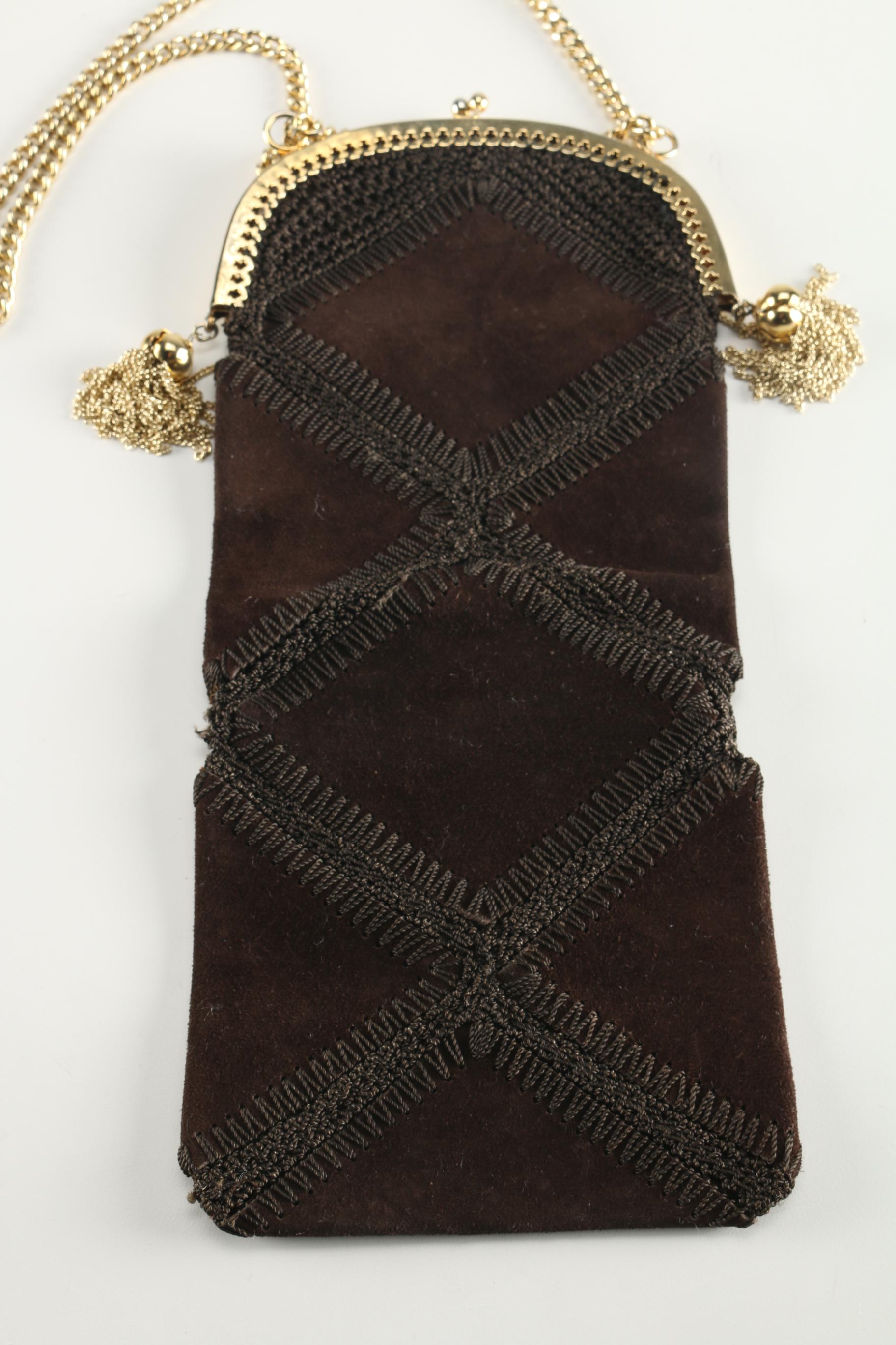 Italian Suede and Crocheted Purse by Solar