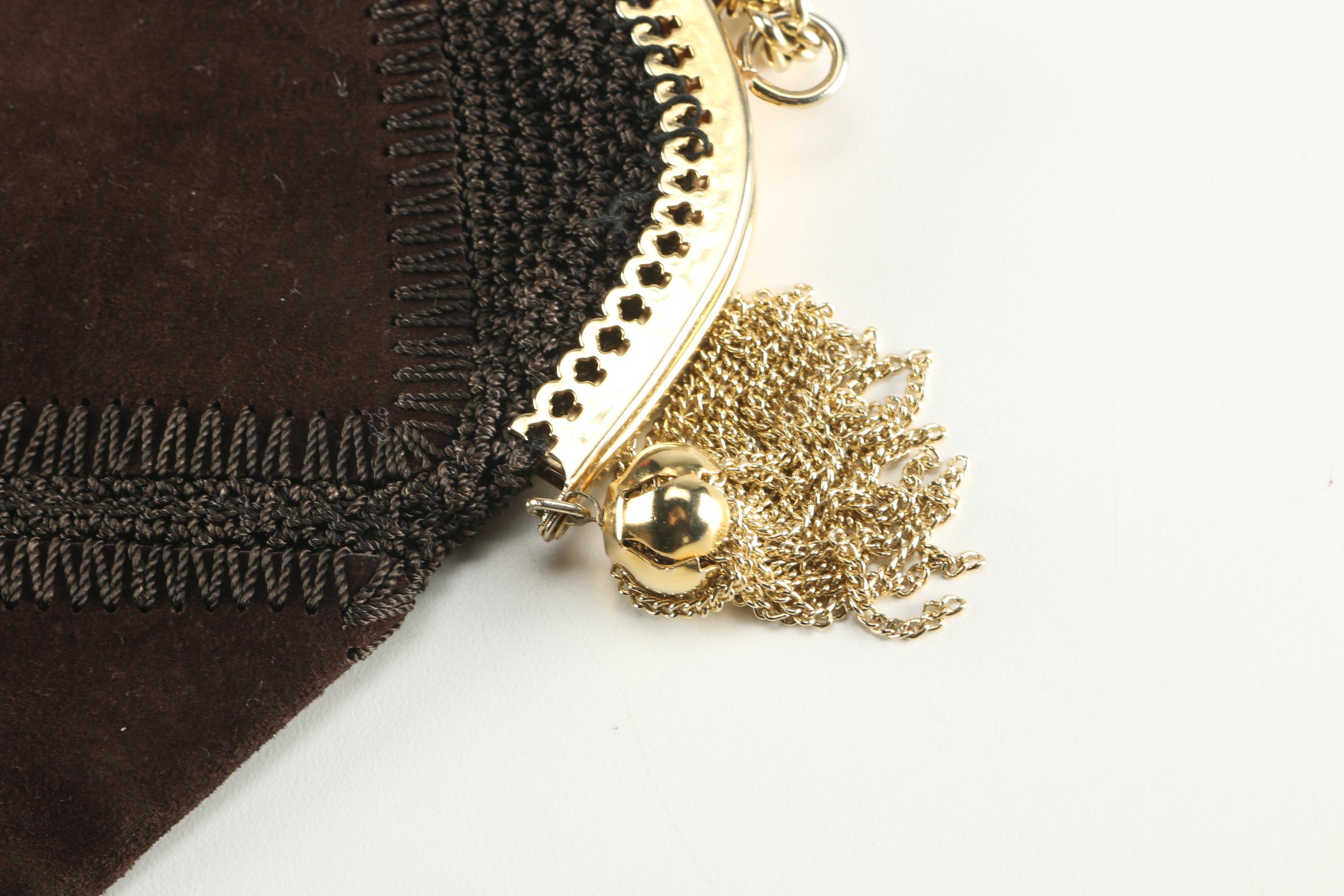 Italian Suede and Crocheted Purse by Solar