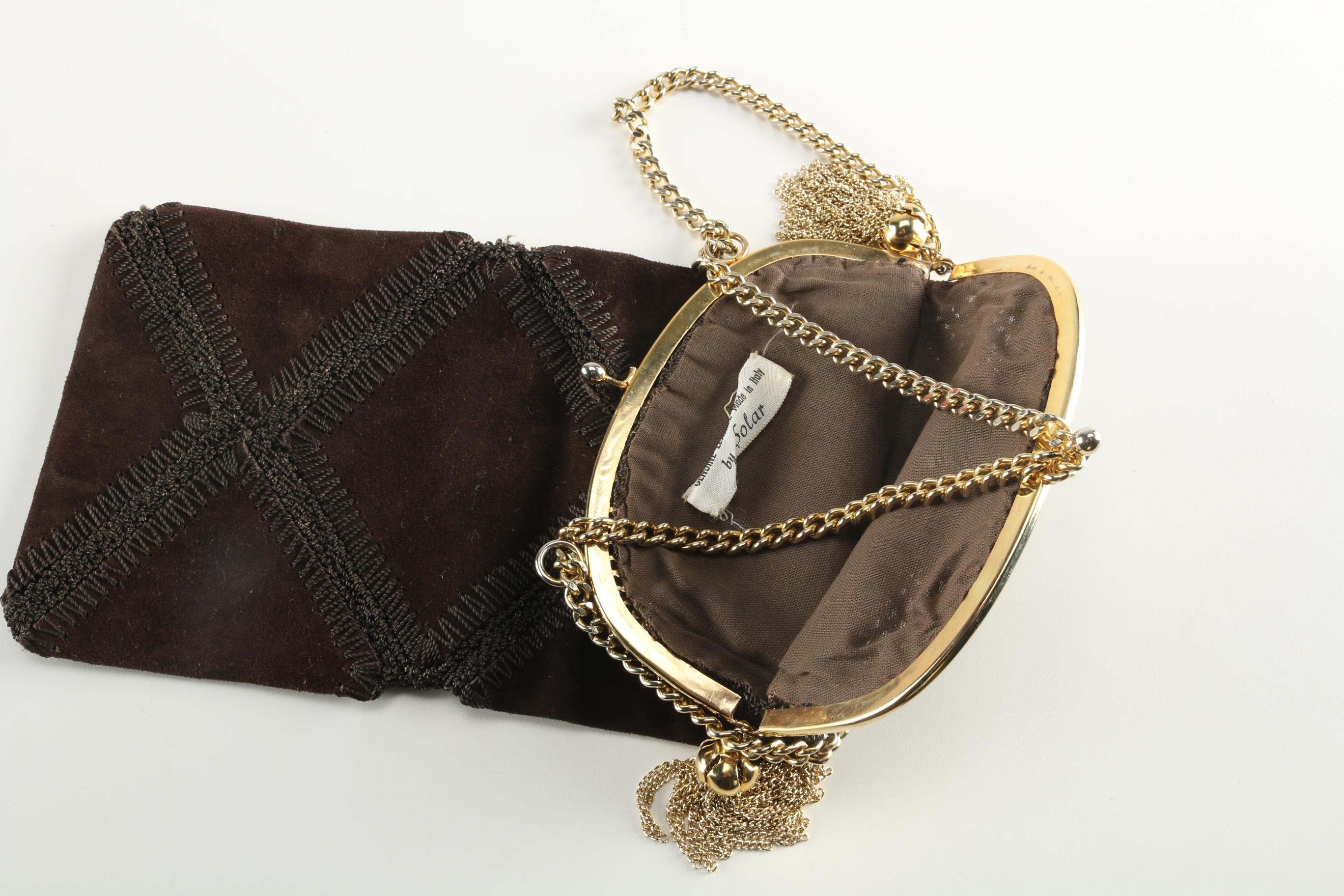 Italian Suede and Crocheted Purse by Solar