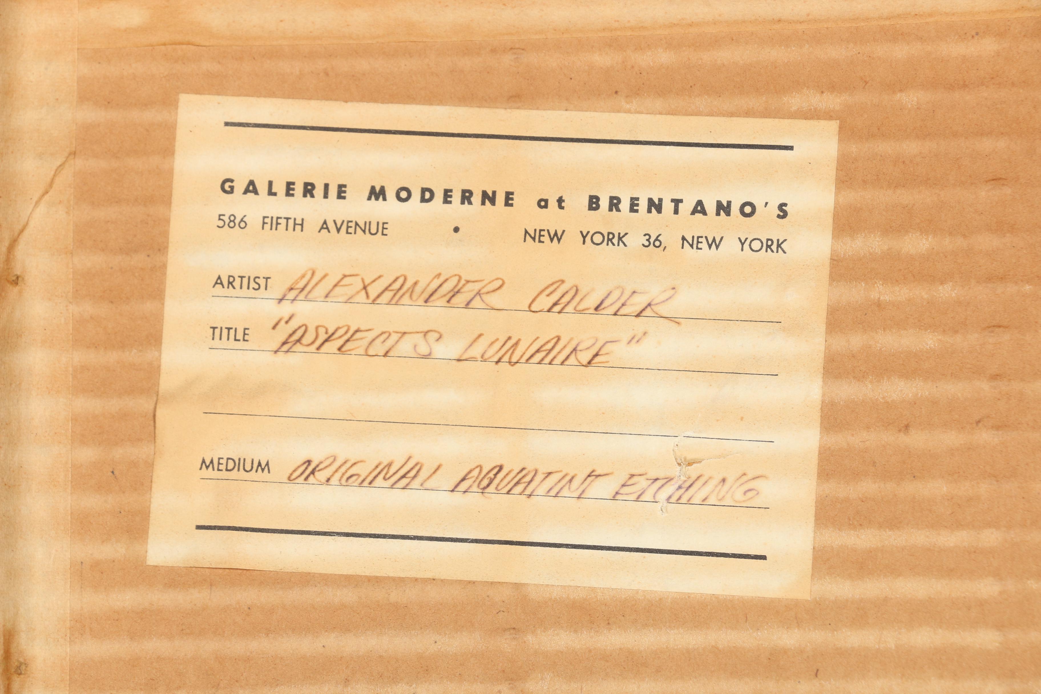 1961 Alexander Calder Limited Edition Aquatint Lithograph