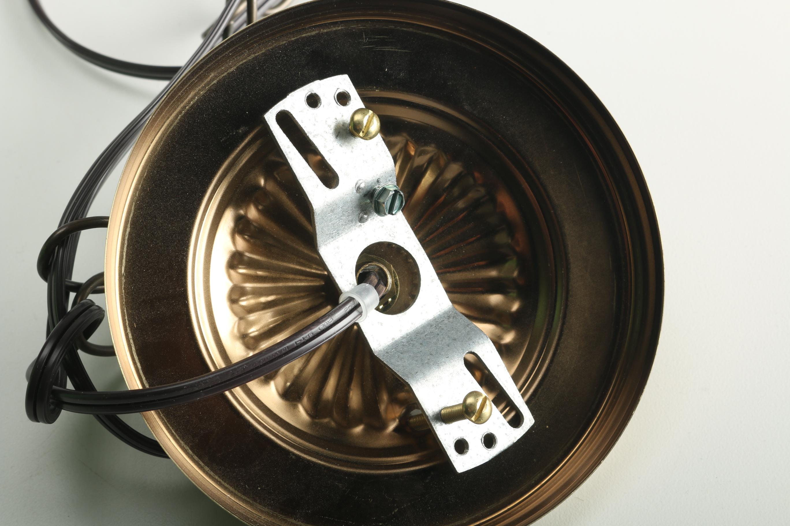 Vintage Hanging Light With Green Slag Glass Panels