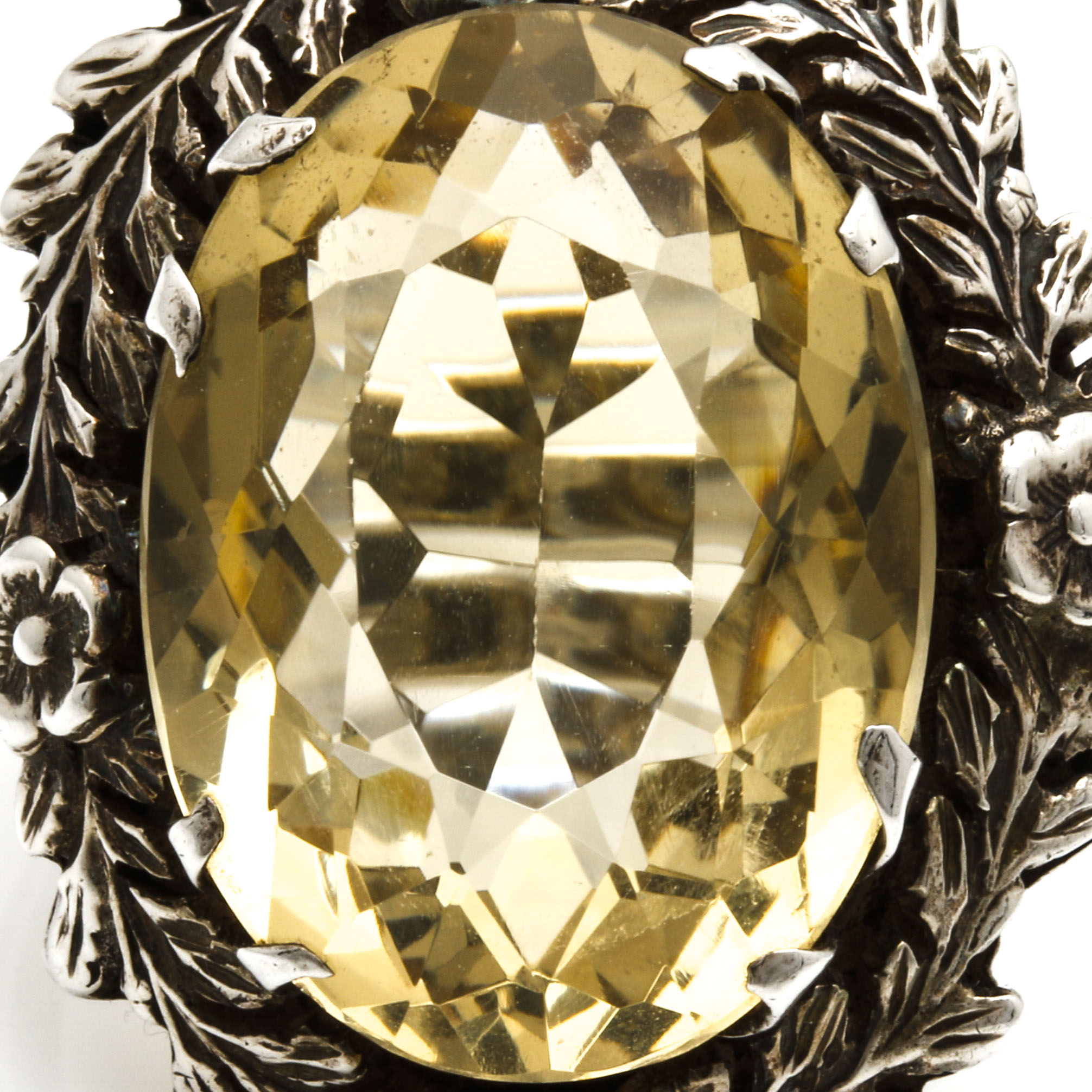 Sterling Silver Citrine Floral Ring