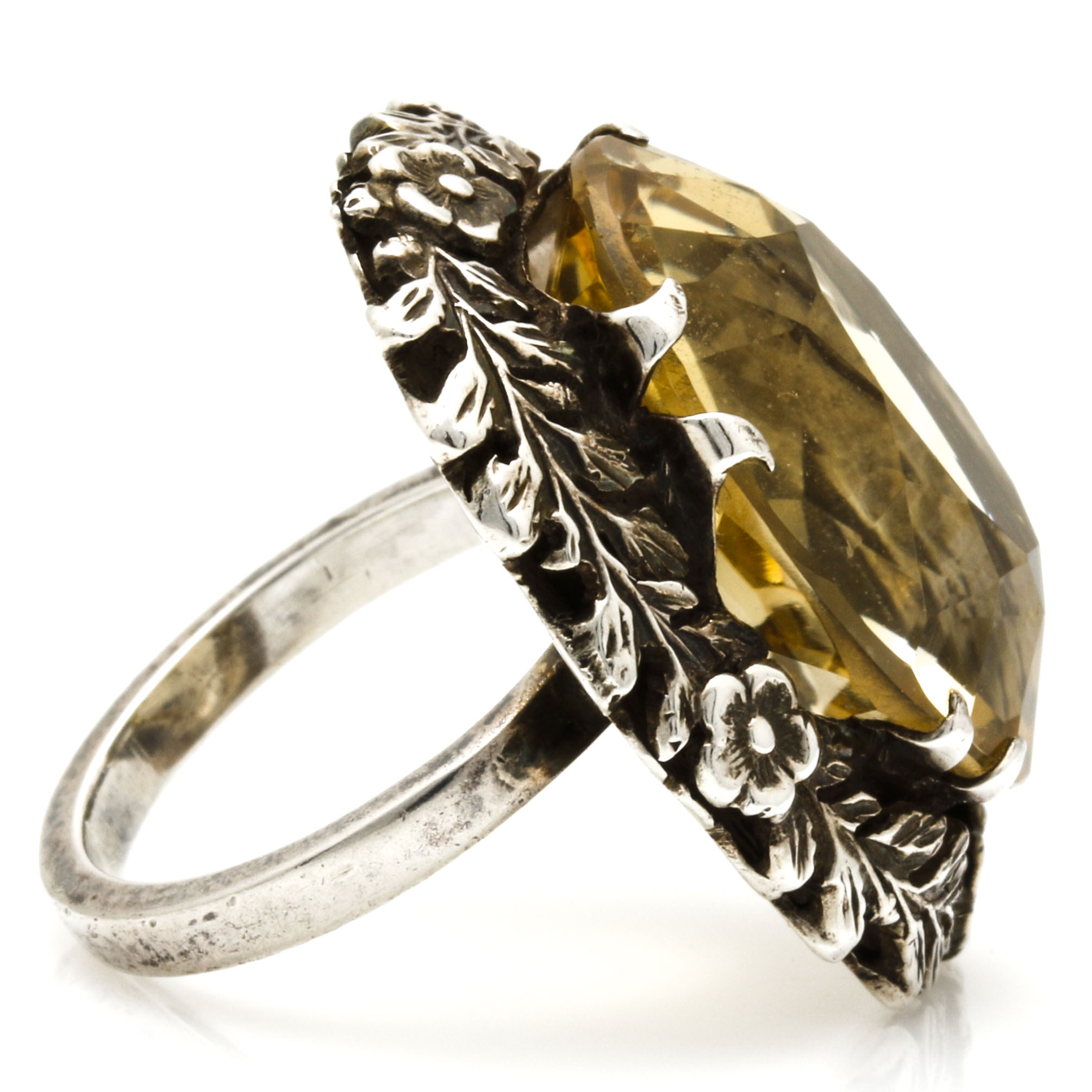 Sterling Silver Citrine Floral Ring