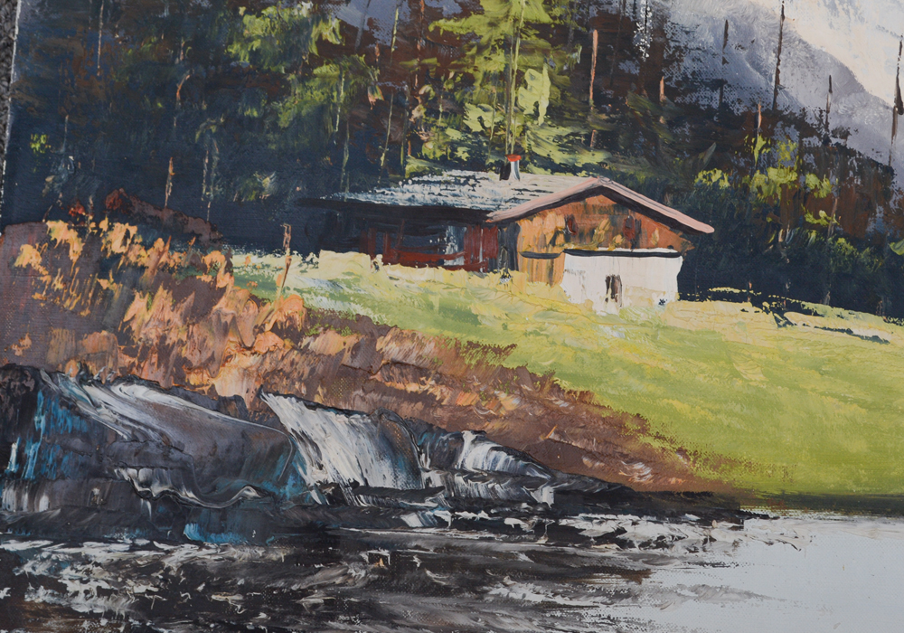 H. Sberser Signed Original Oil Painting of a Mountain Landscape