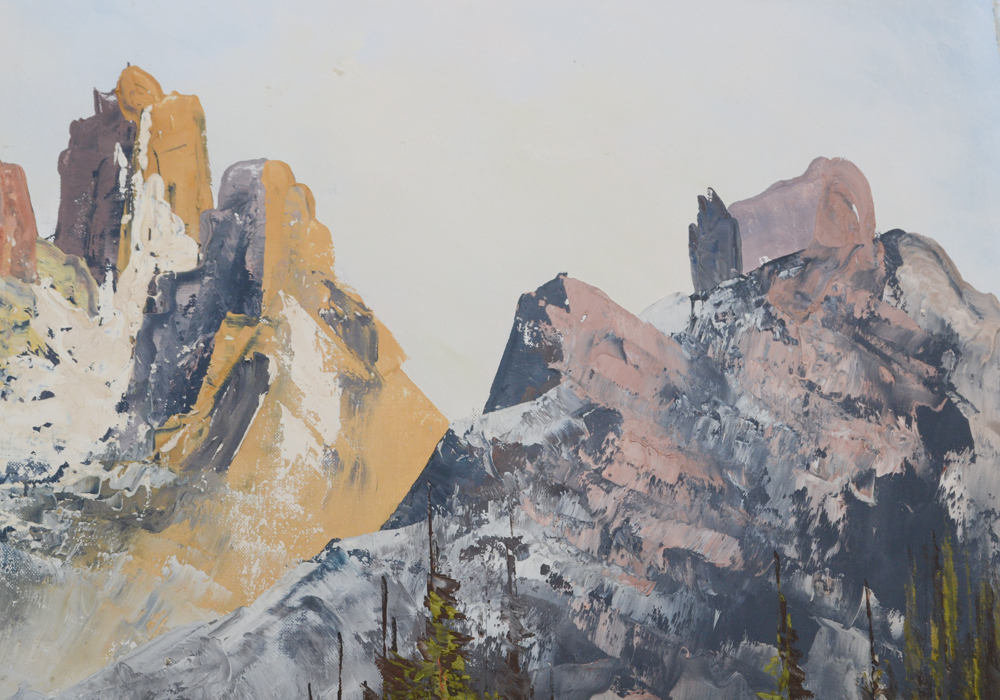 H. Sberser Signed Original Oil Painting of a Mountain Landscape