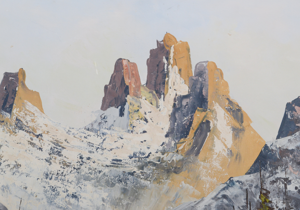 H. Sberser Signed Original Oil Painting of a Mountain Landscape