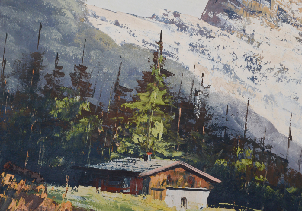 H. Sberser Signed Original Oil Painting of a Mountain Landscape