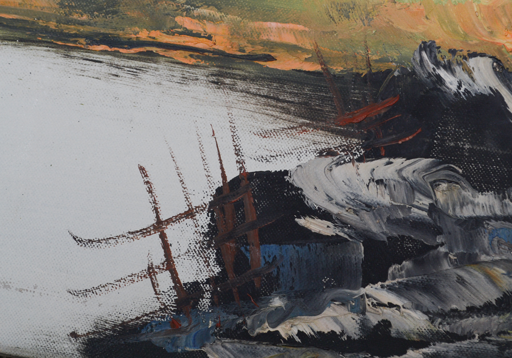 H. Sberser Signed Original Oil Painting of a Mountain Landscape