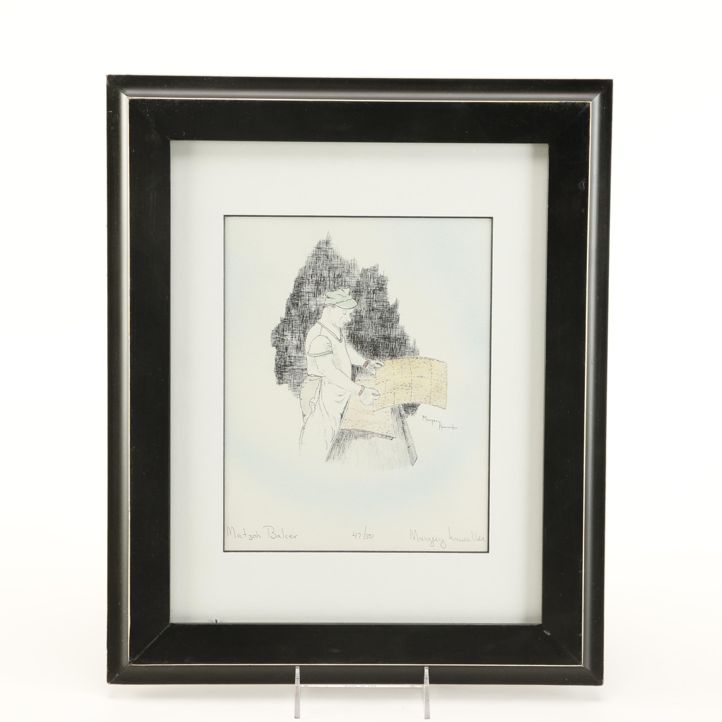 Margery Kawaller Limited Edition "Matzah Baker" Offset Lithograph