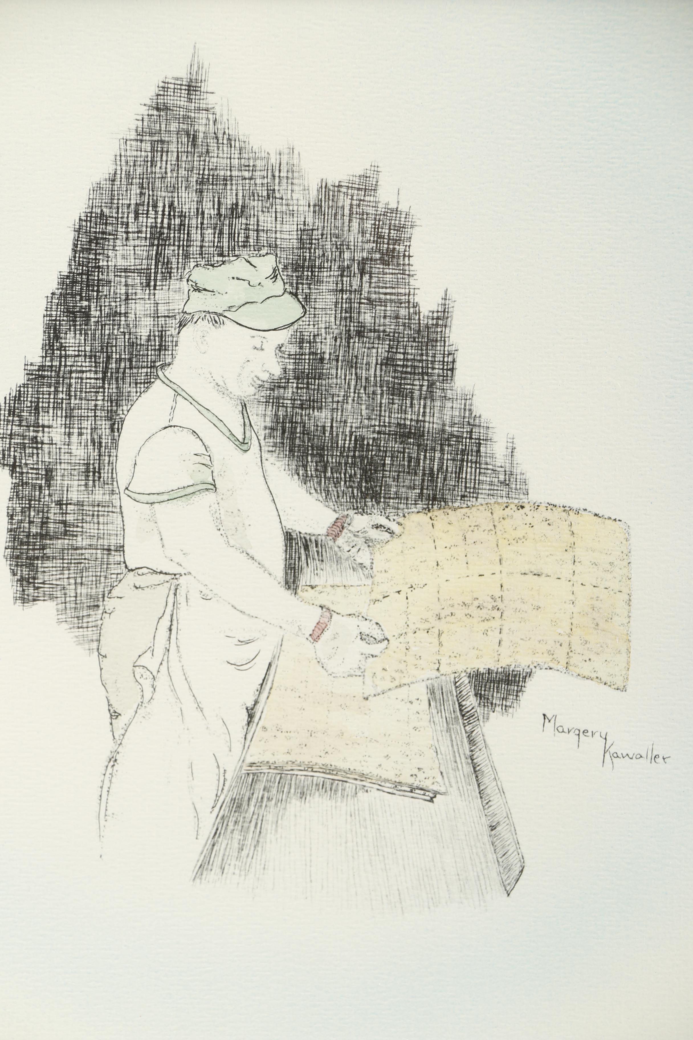 Margery Kawaller Limited Edition "Matzah Baker" Offset Lithograph