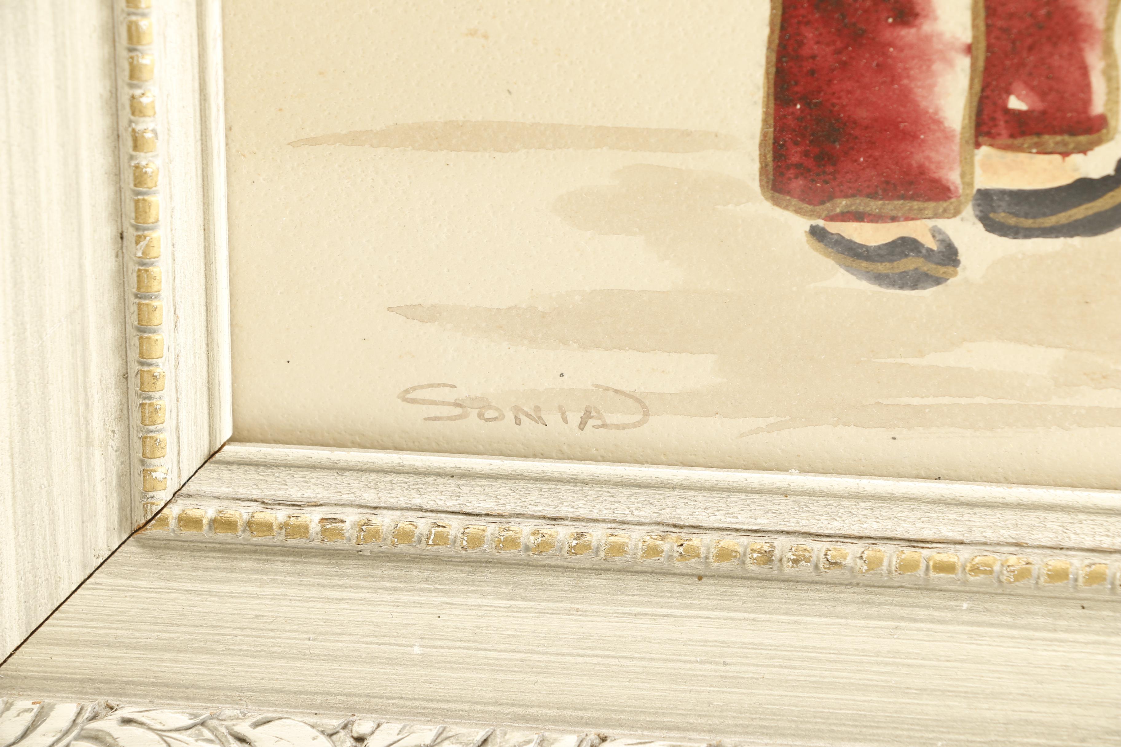 Original Signed Watercolor of East Asian Man With Lantern