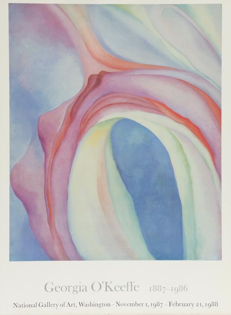 Vintage 1988 Poster for Georgia O'Keeffe Exhibition at National Gallery of Art, Washington