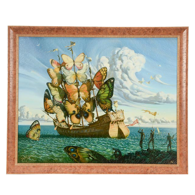 Vladimir Kush Signed Limited Edition Offset Lithograph on Canvas "Departure of the Winged Ship"