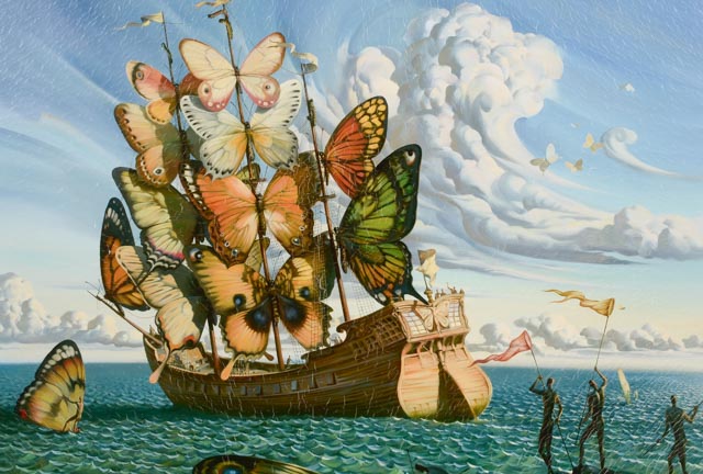 Vladimir Kush Signed Limited Edition Offset Lithograph on Canvas "Departure of the Winged Ship"