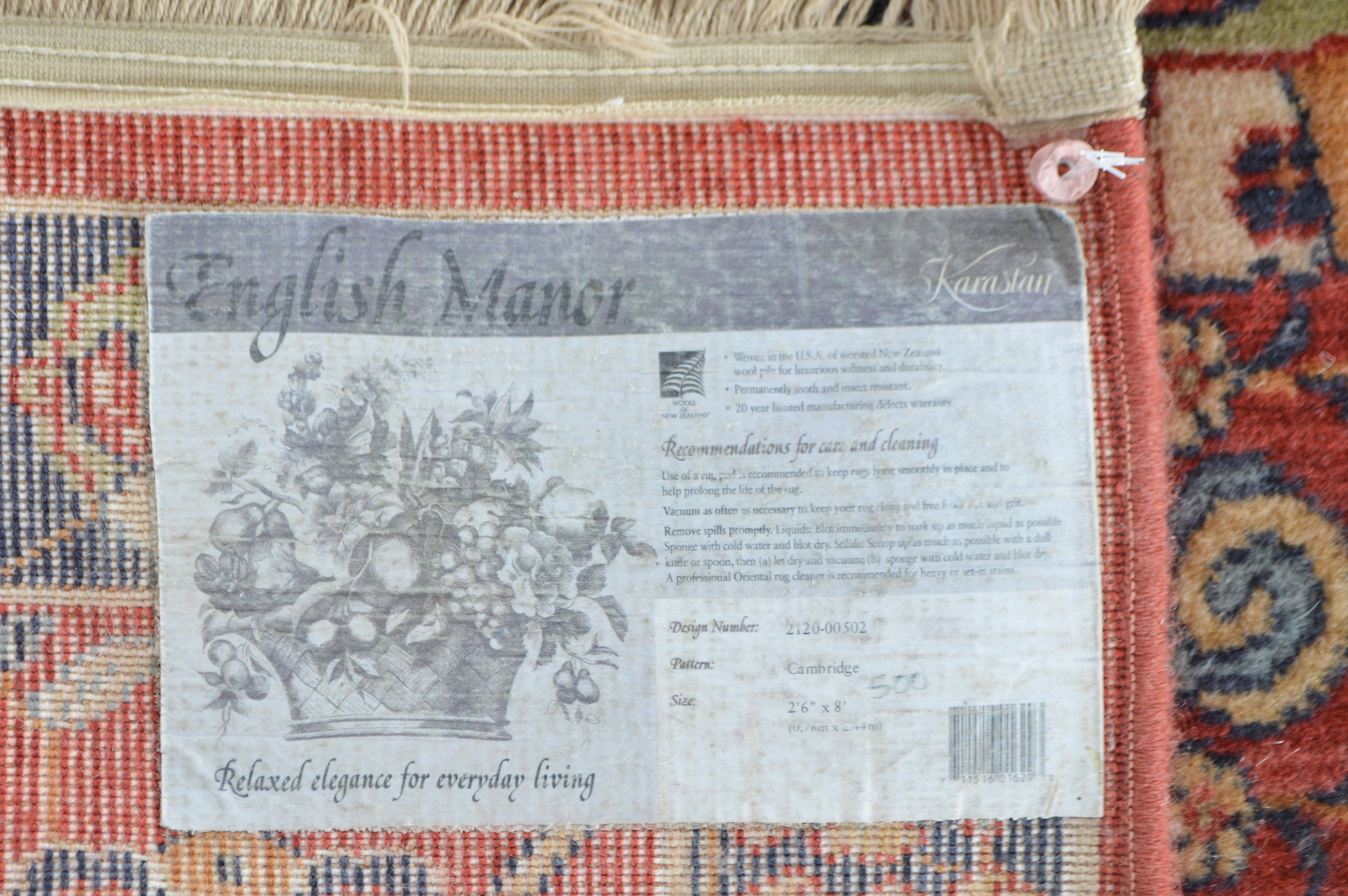 Karastan "English Manor-Cambridge" Machine Made Wool Runner Rug