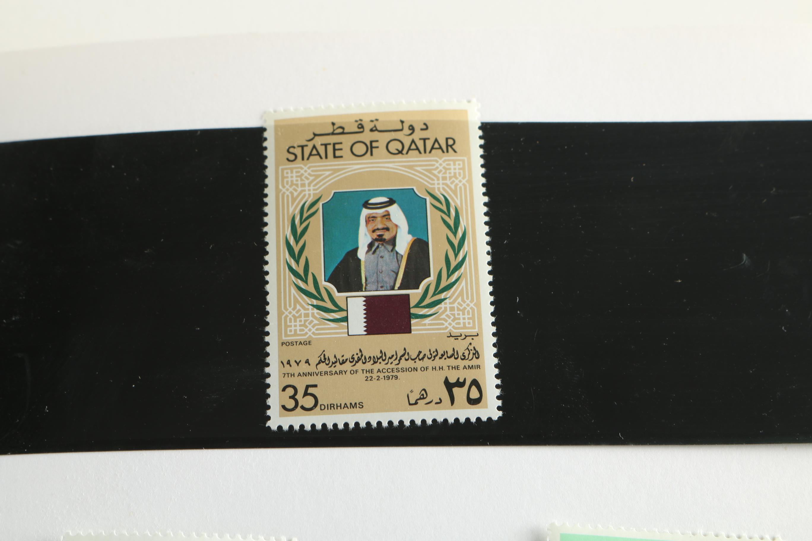 Khalifa bin Hamad al Thani Stamps and Signed Photograph