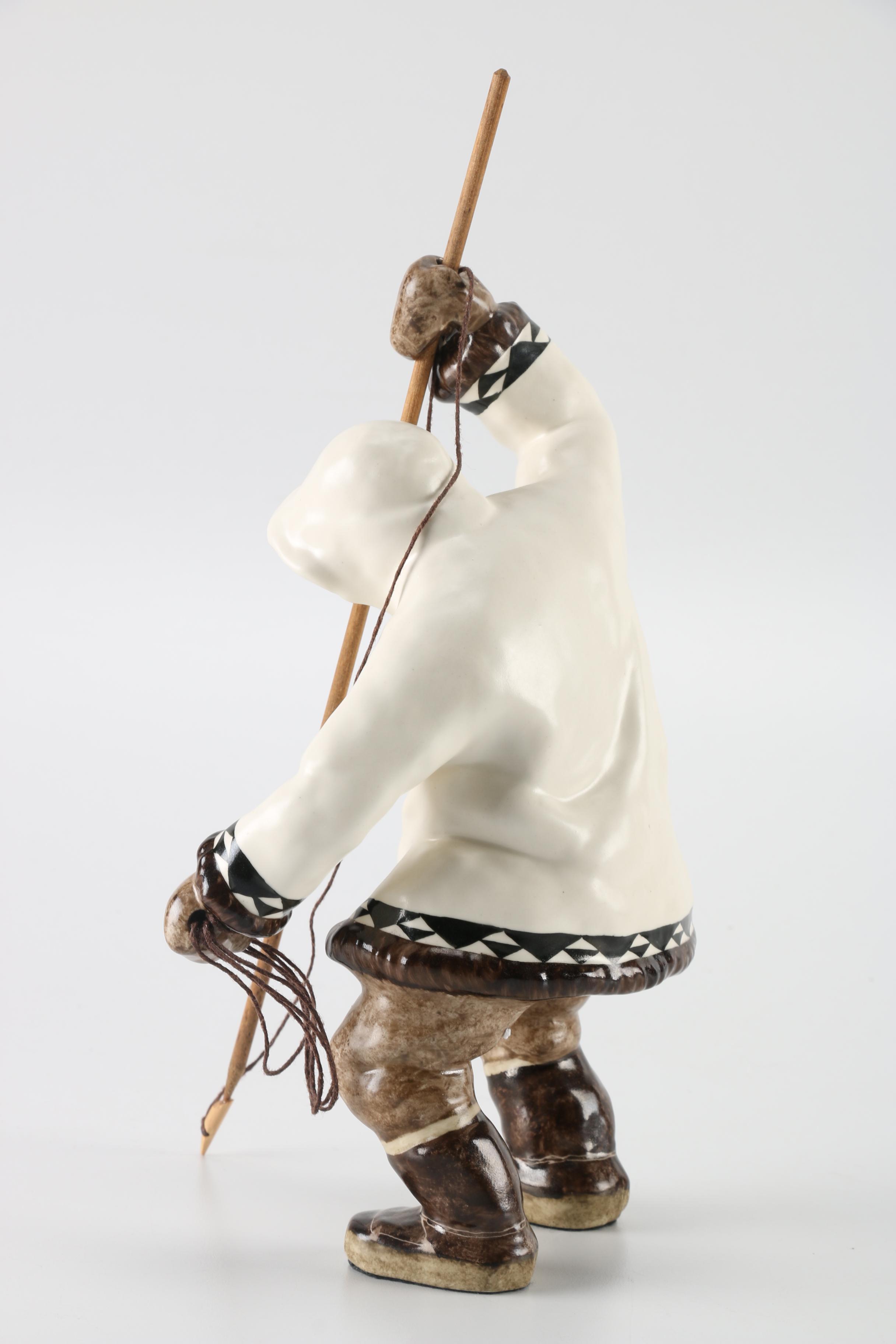 A C. Alan Johnson Ceramic Inuit Figure