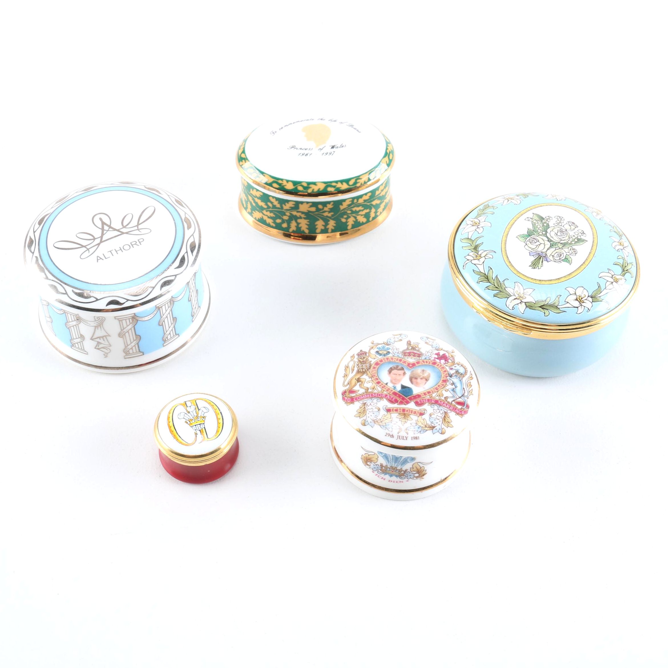 Commemorative Princess Diana Collectible China Pill Boxes
