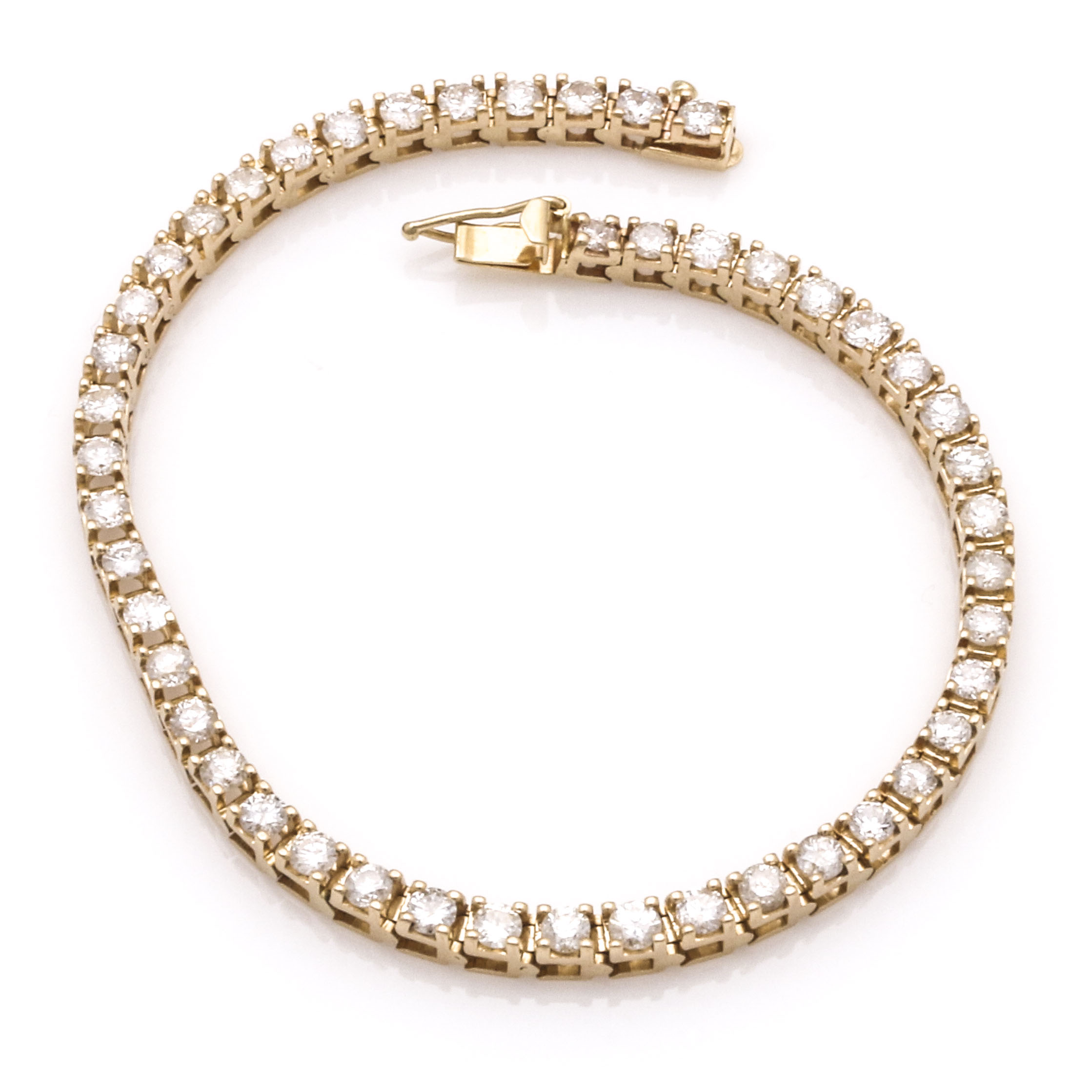 14K Yellow Gold Tennis Bracelet With Diamonds