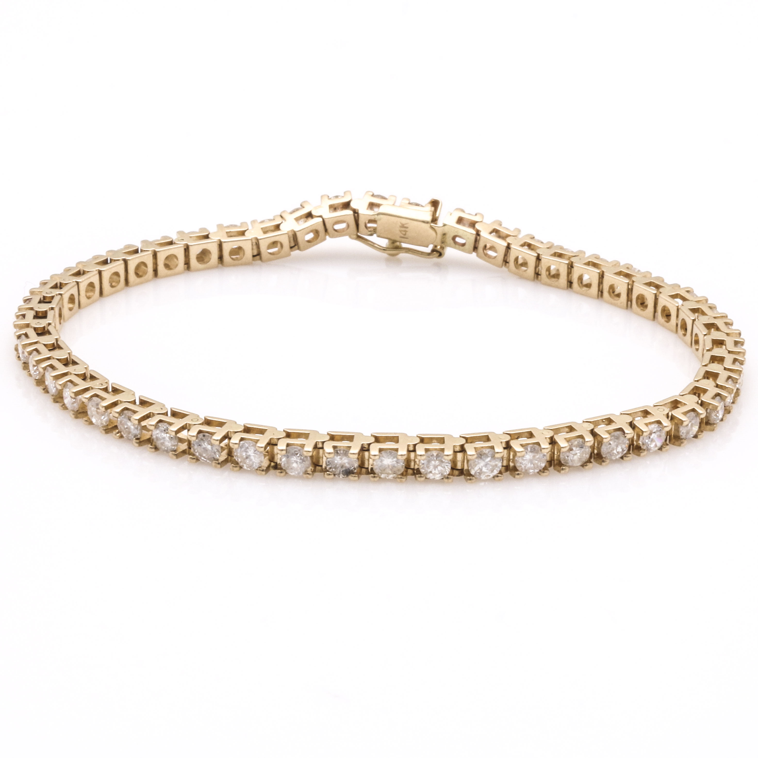 14K Yellow Gold Tennis Bracelet With Diamonds