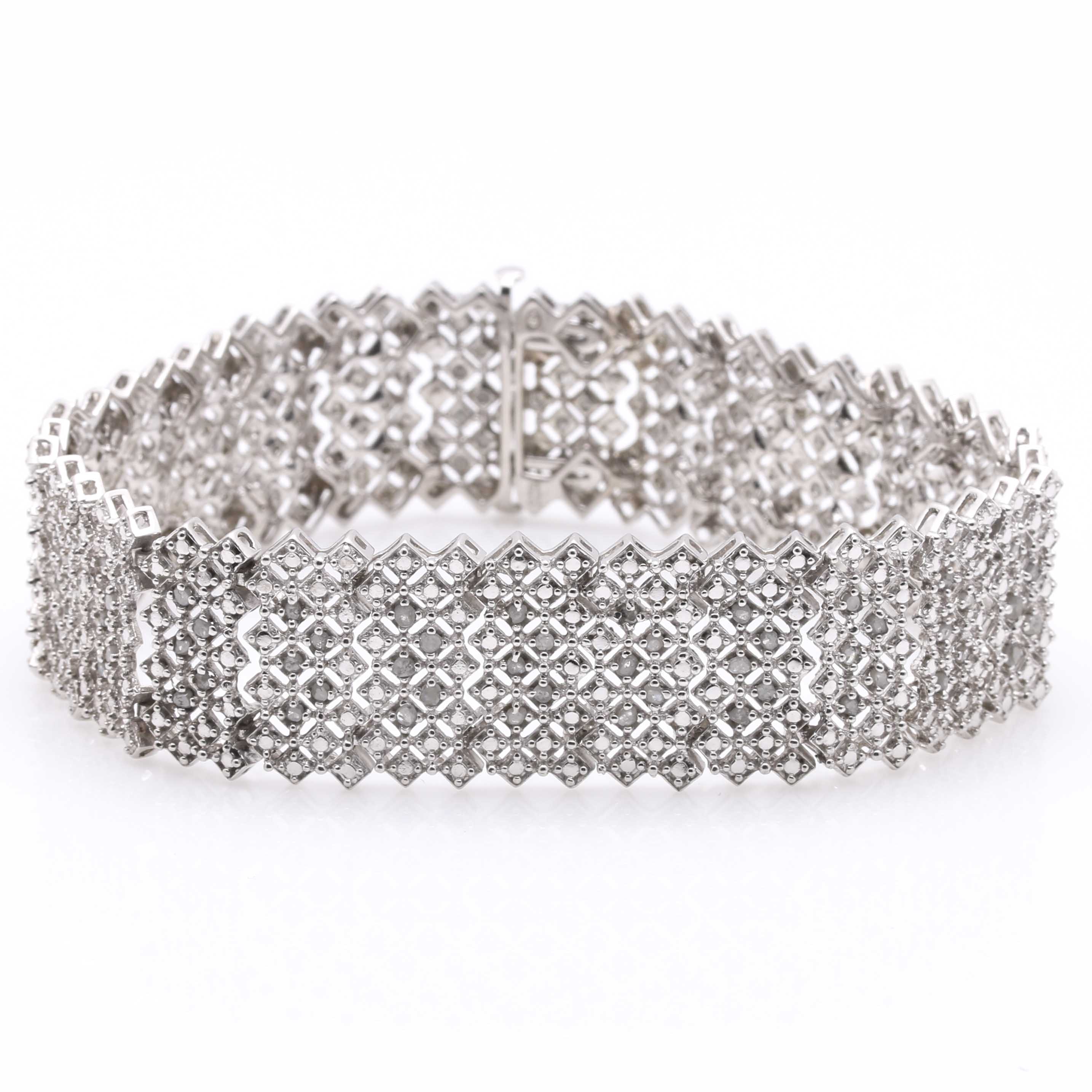 Sterling Silver Bracelet Including Diamonds With Earrings