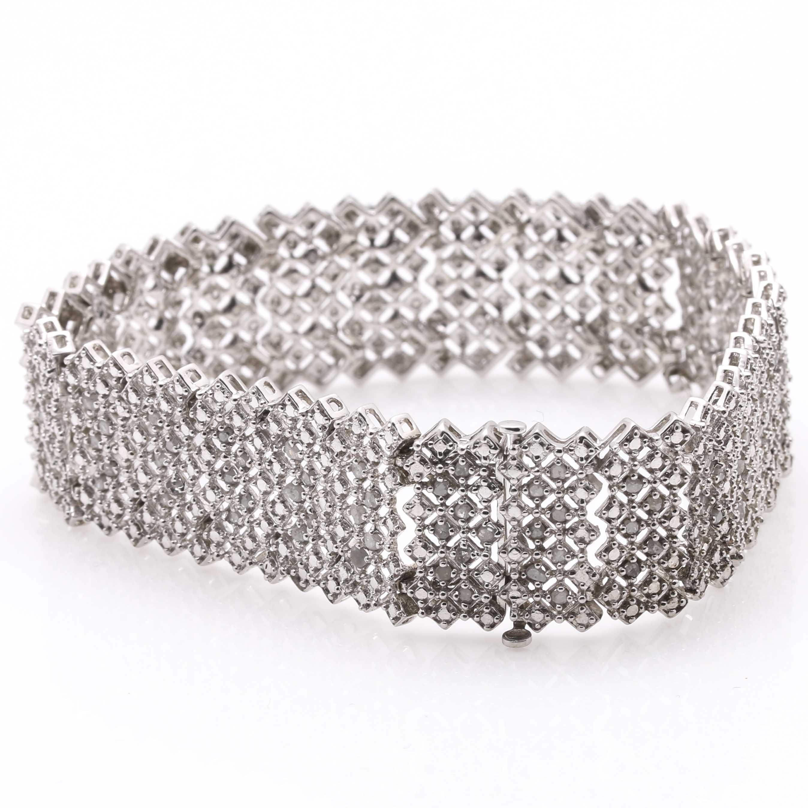 Sterling Silver Bracelet Including Diamonds With Earrings