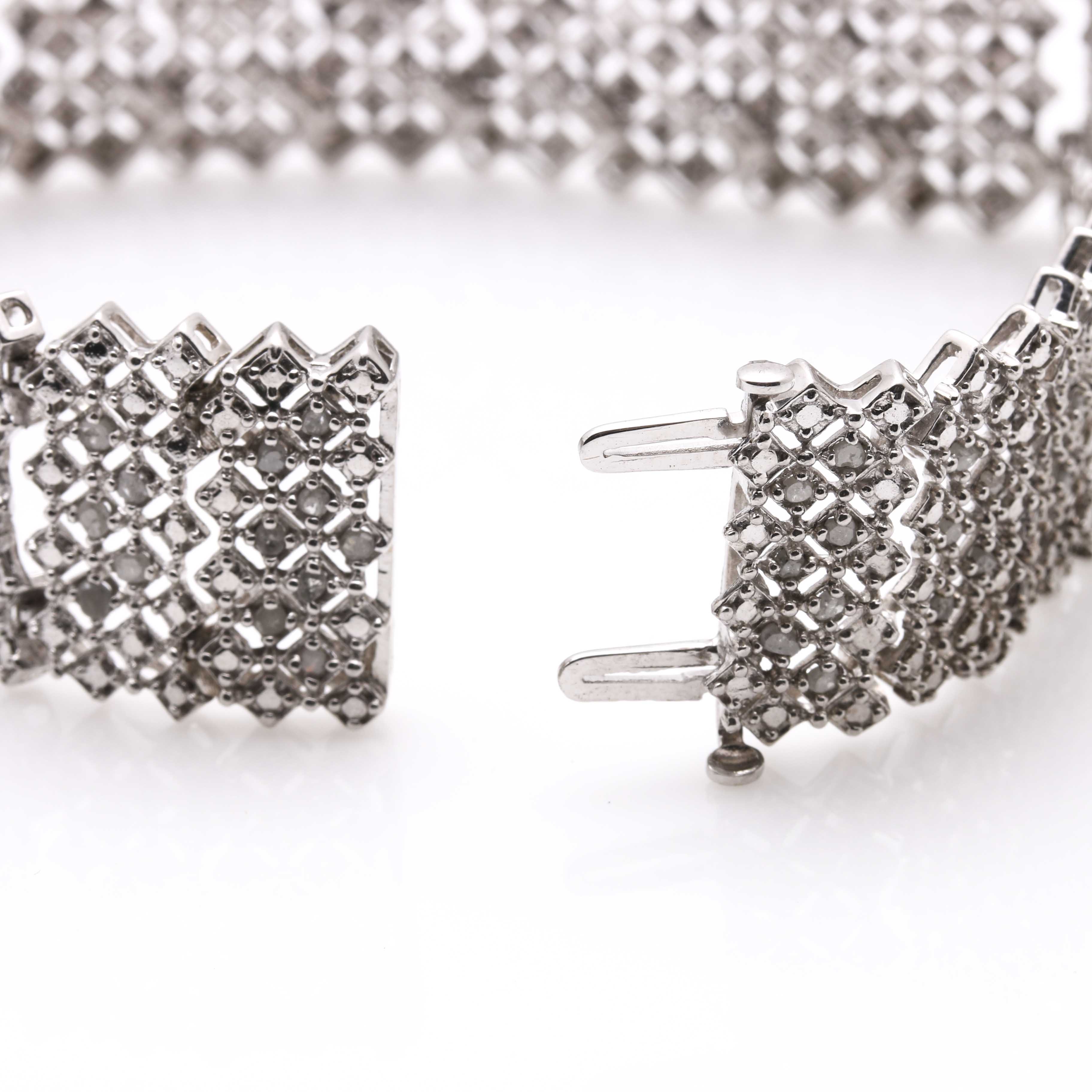 Sterling Silver Bracelet Including Diamonds With Earrings