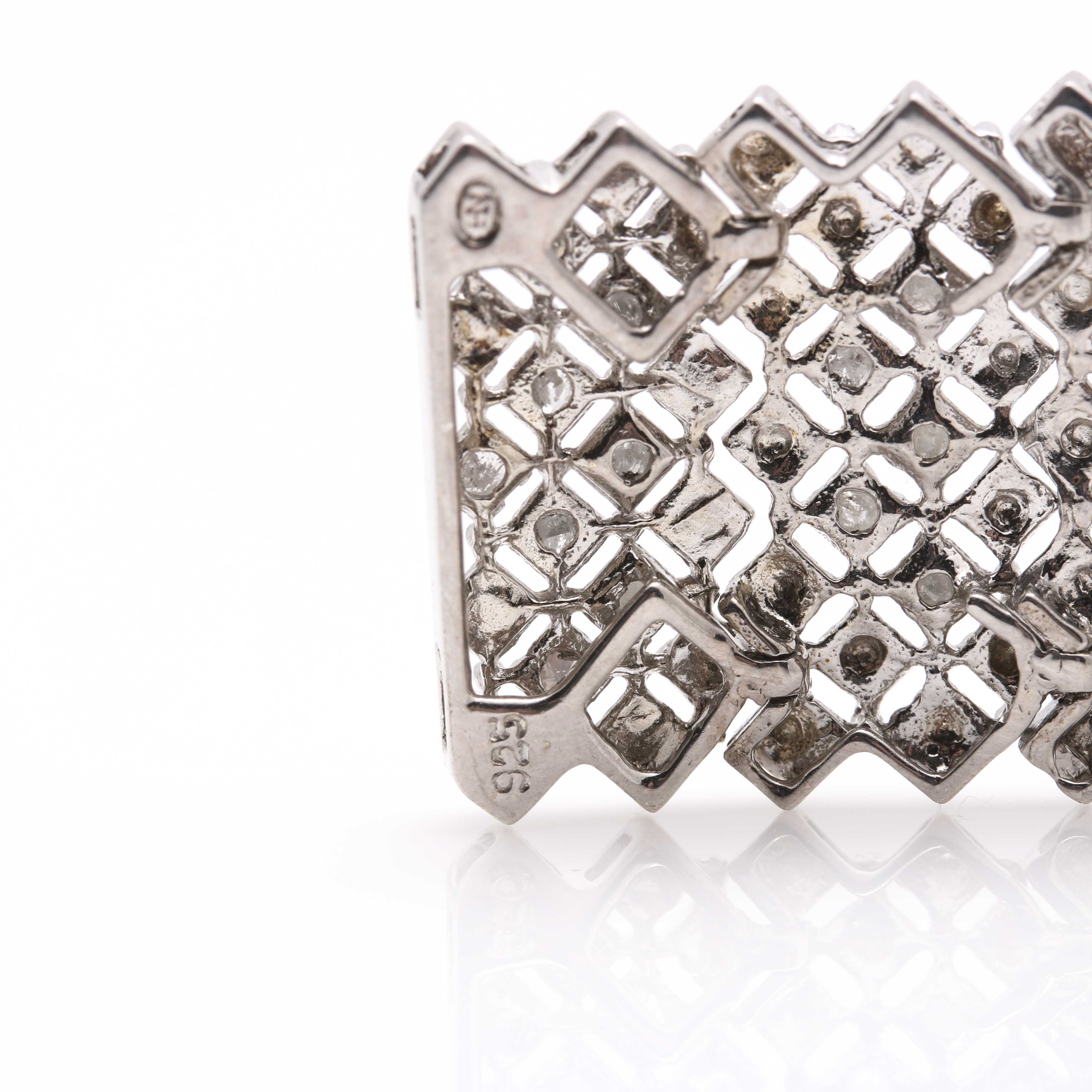 Sterling Silver Bracelet Including Diamonds With Earrings