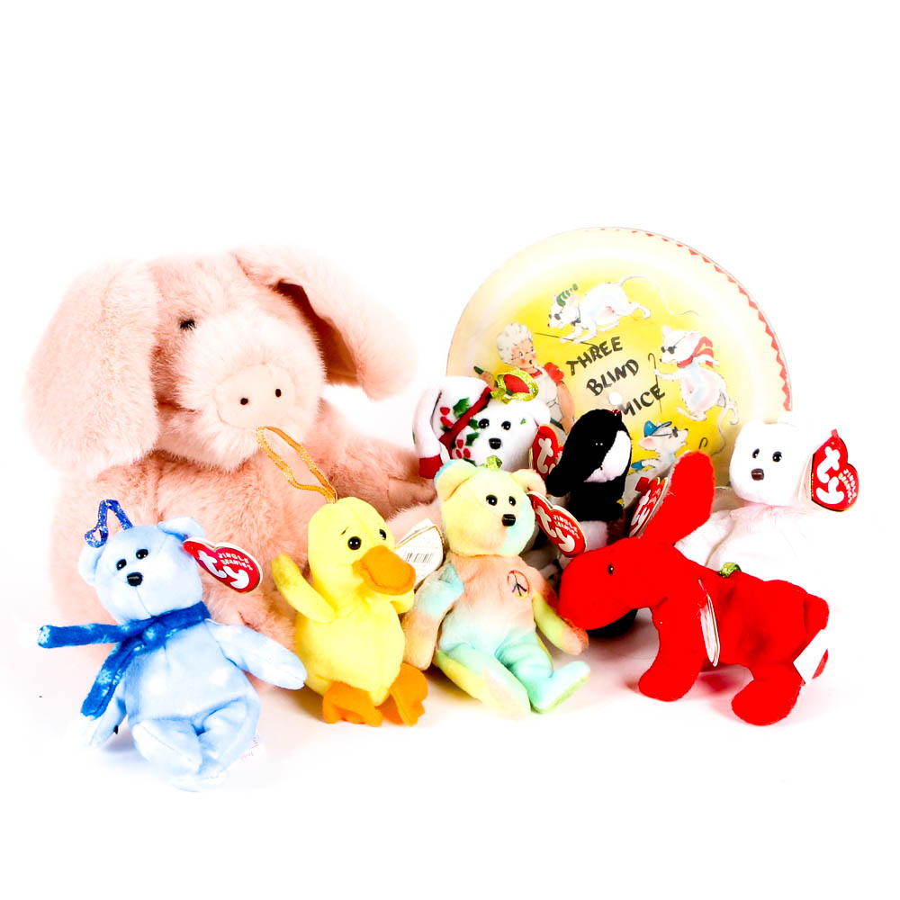 Vintage Picture Record and Stuffed Toys