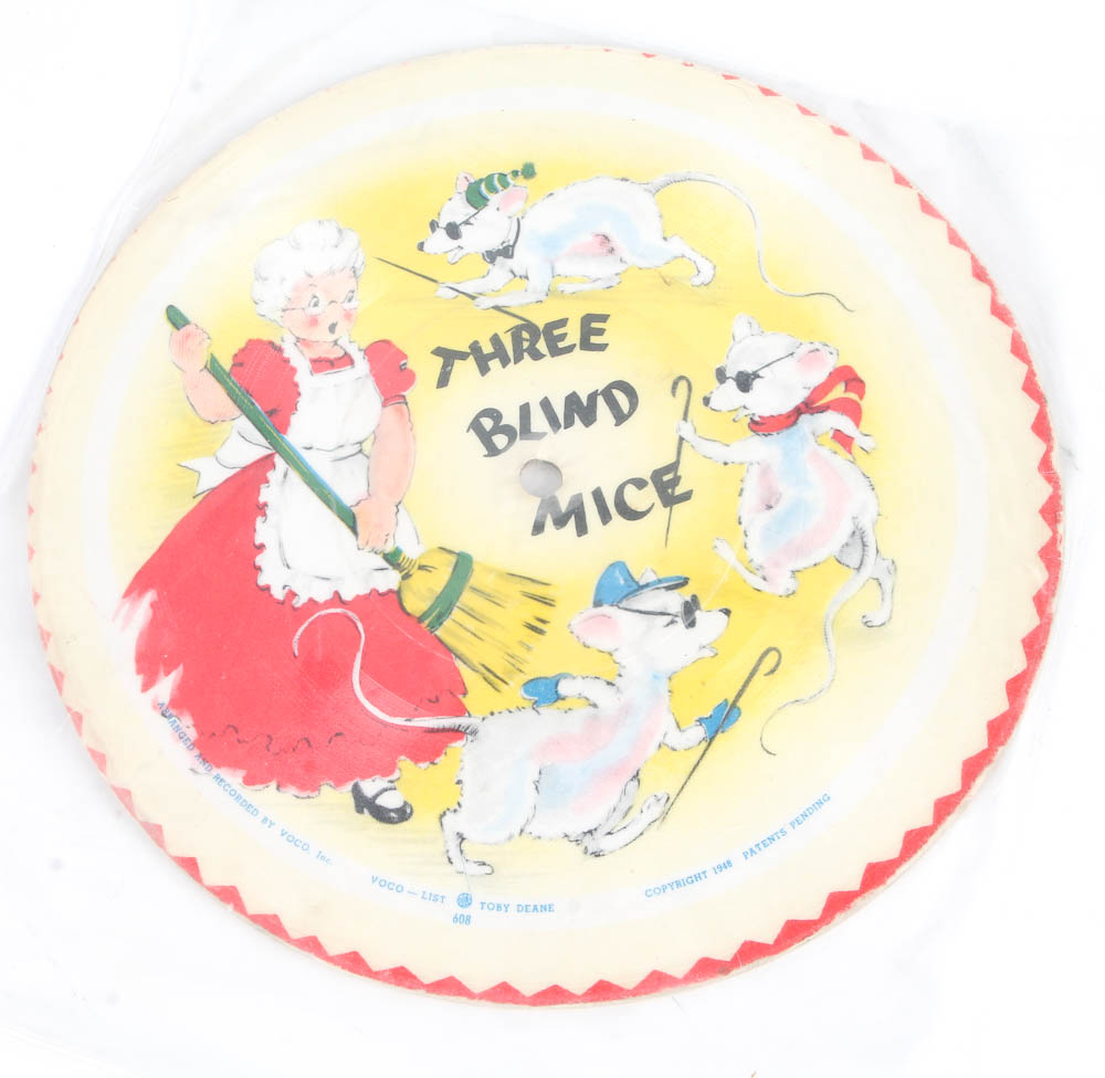 Vintage Picture Record and Stuffed Toys