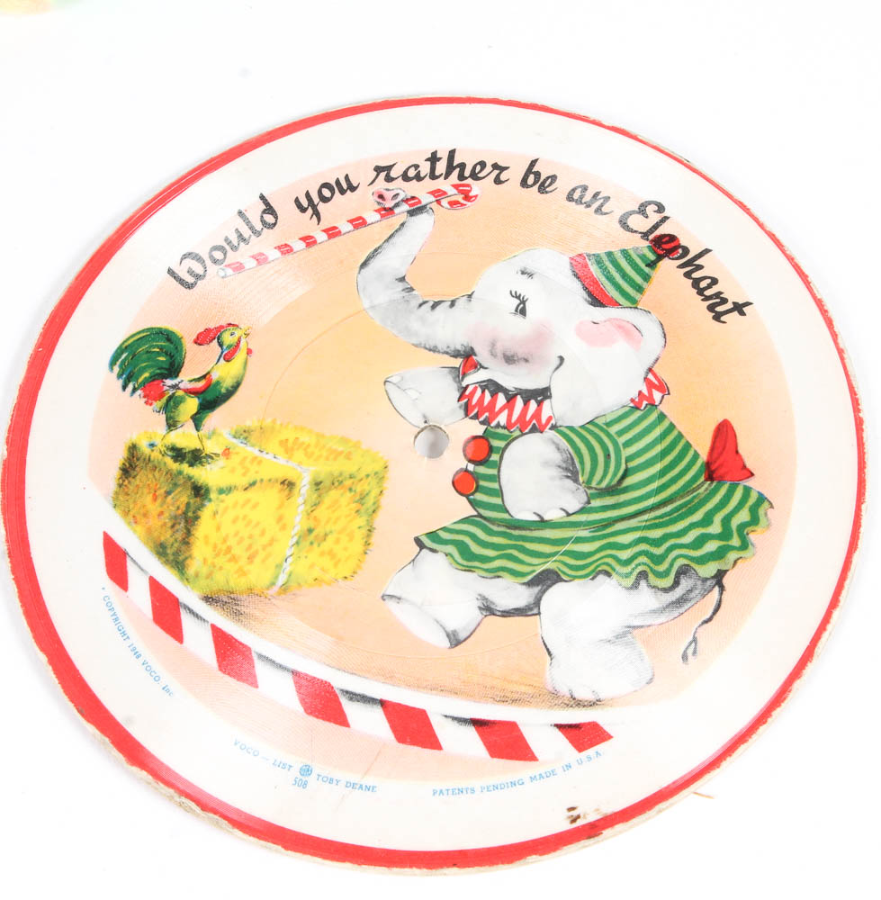 Vintage Picture Record and Stuffed Toys