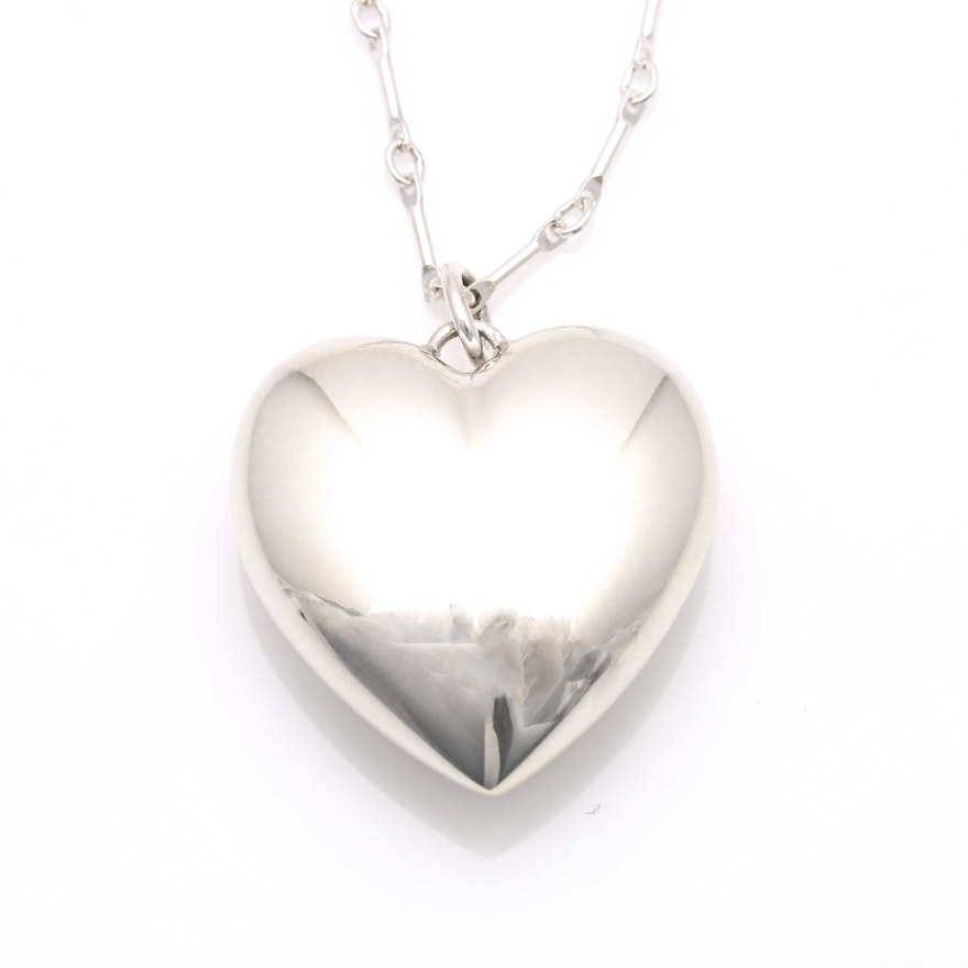 Tiffany & Company Sterling "Ziegfeld Puffed Heart" Necklace