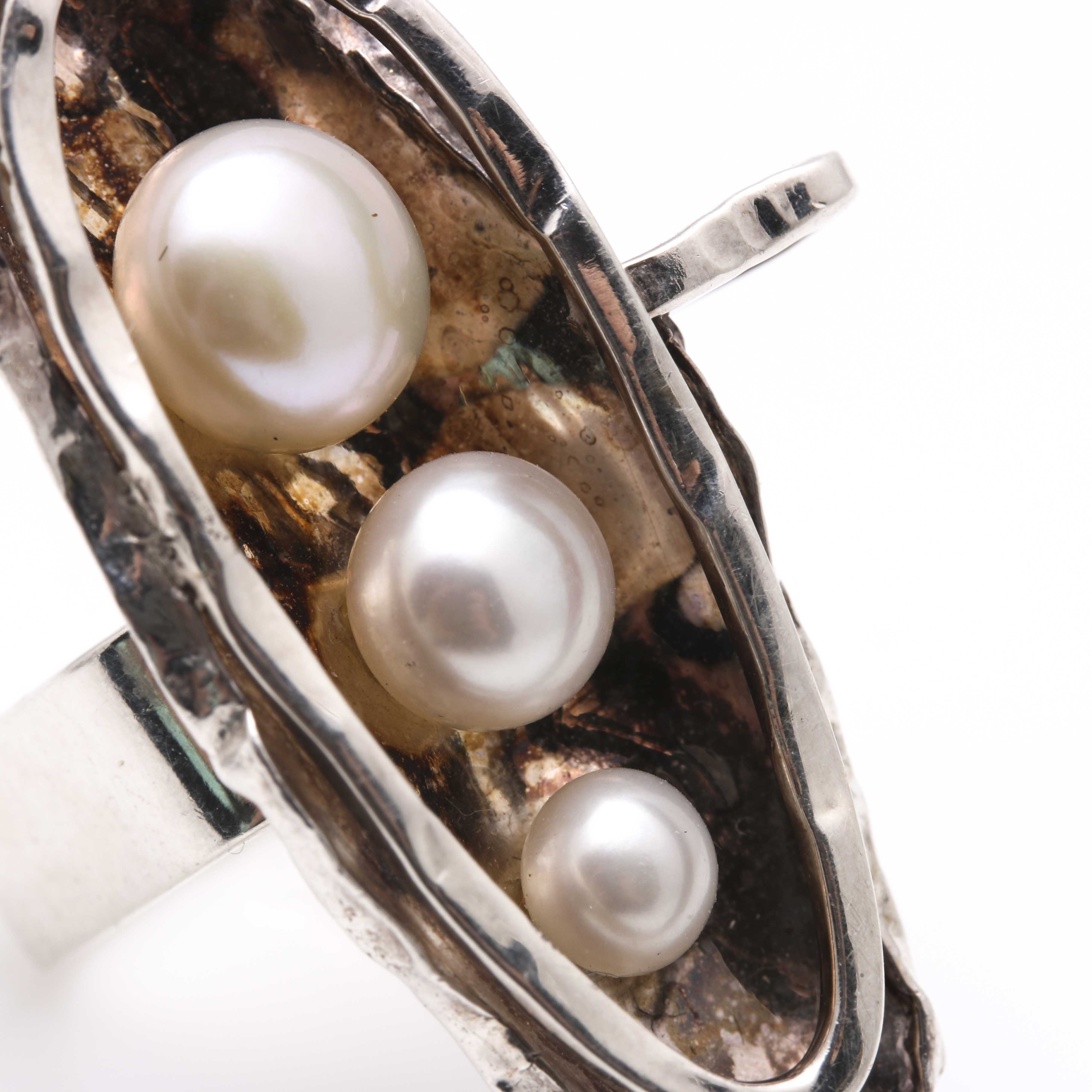 Sterling Silver Assortment Including Amber and Pearls