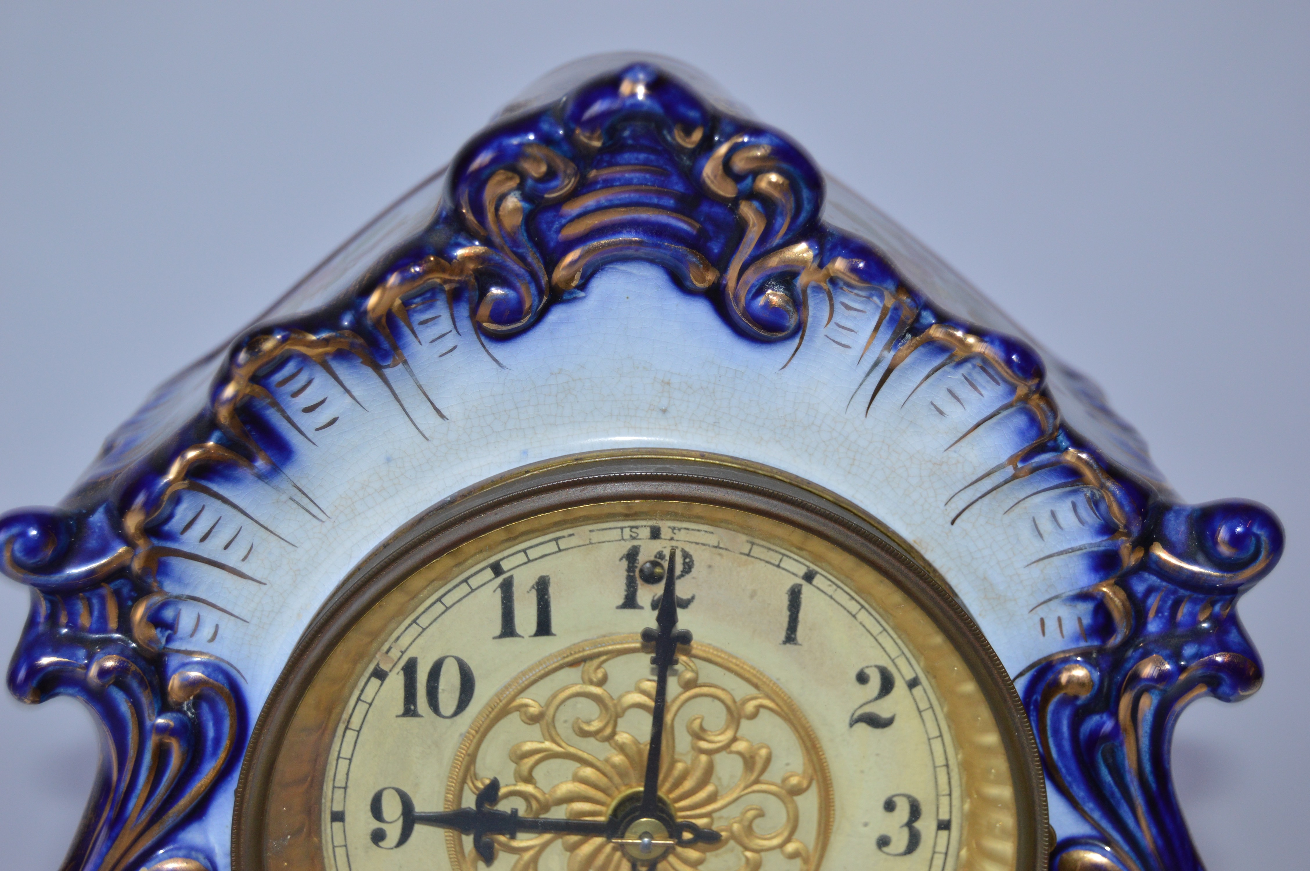 Antique Porcelain Mantel Clock by the Waterbury Clock Company