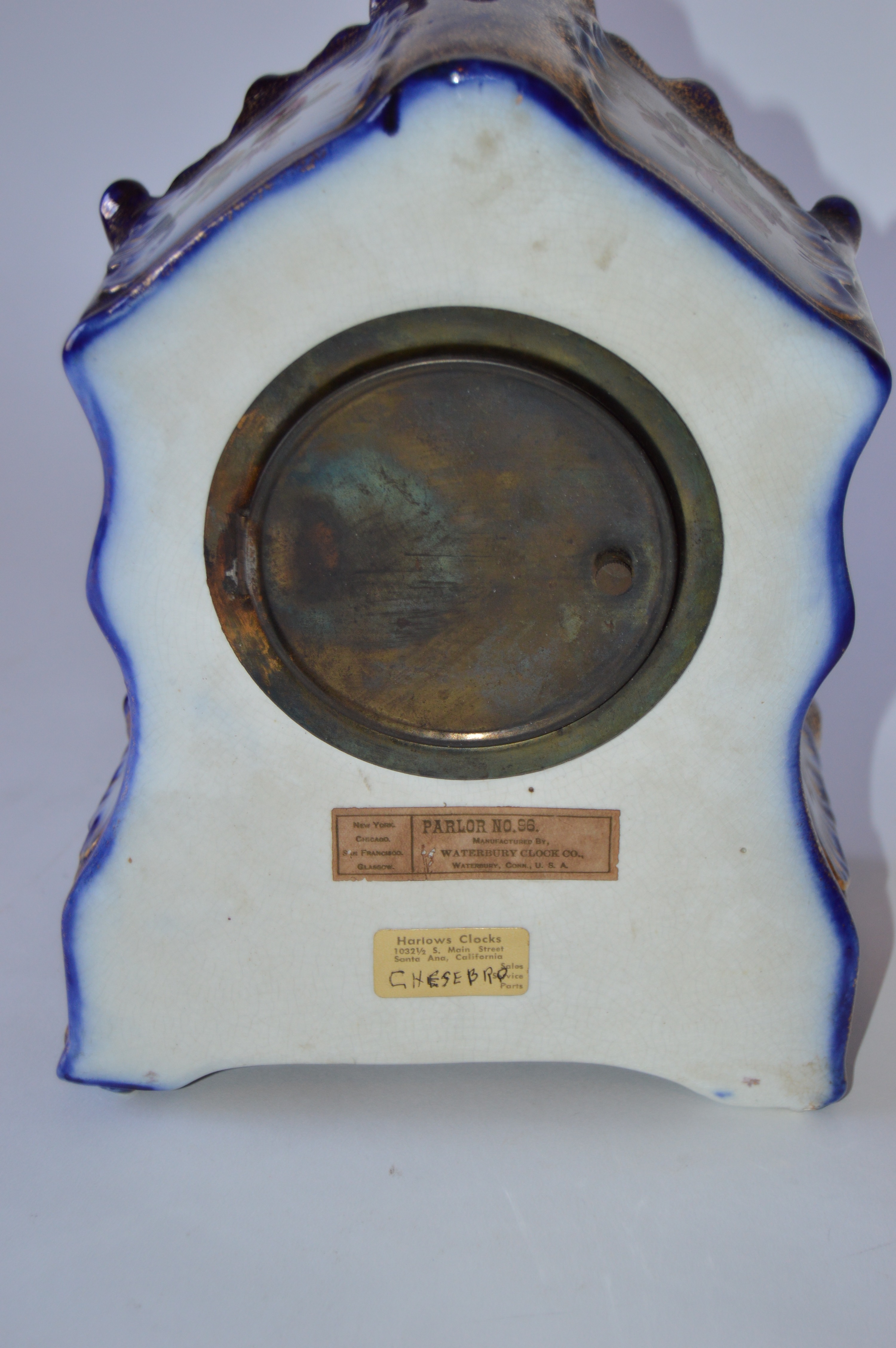 Antique Porcelain Mantel Clock by the Waterbury Clock Company